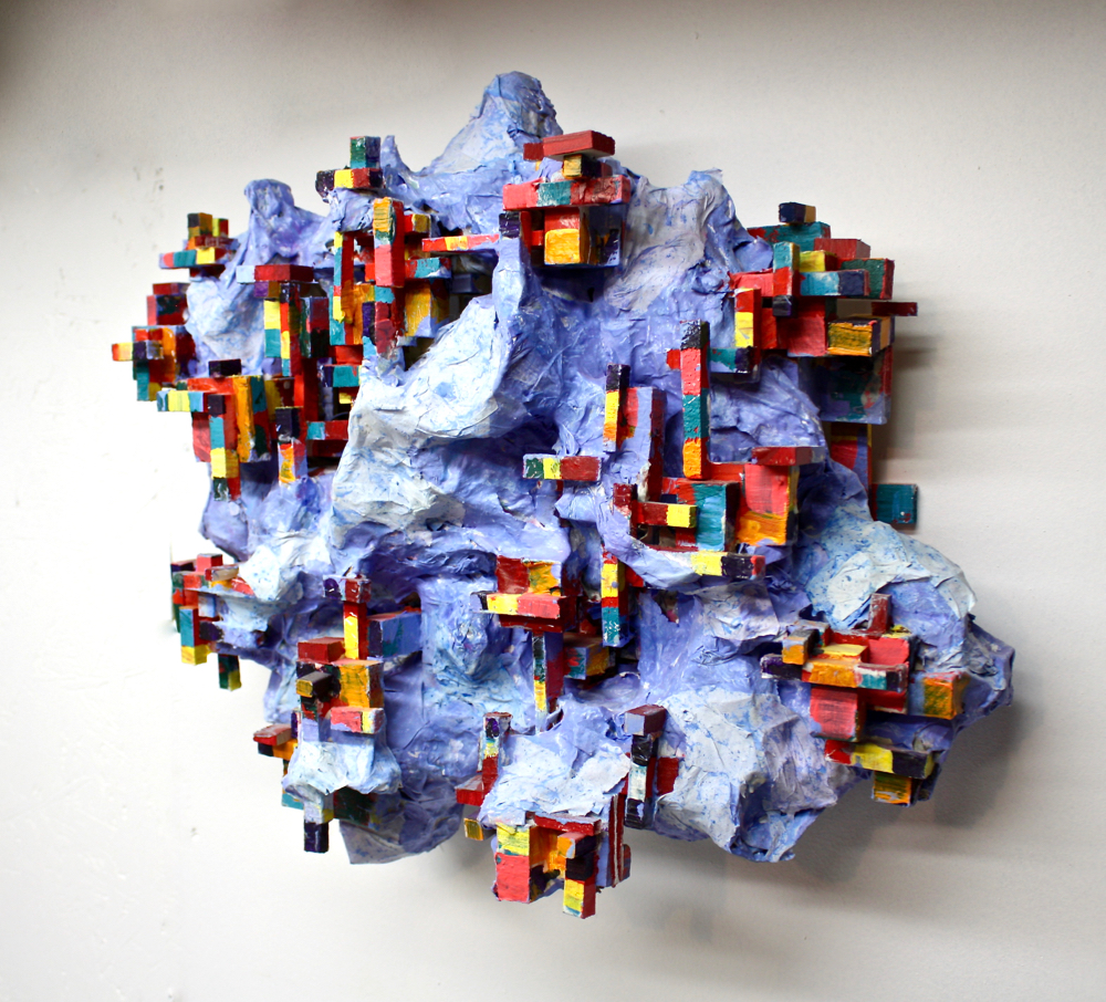 Piet Mountain, 2015, papier-mâché, wood and paint, 17" x 19" x 6