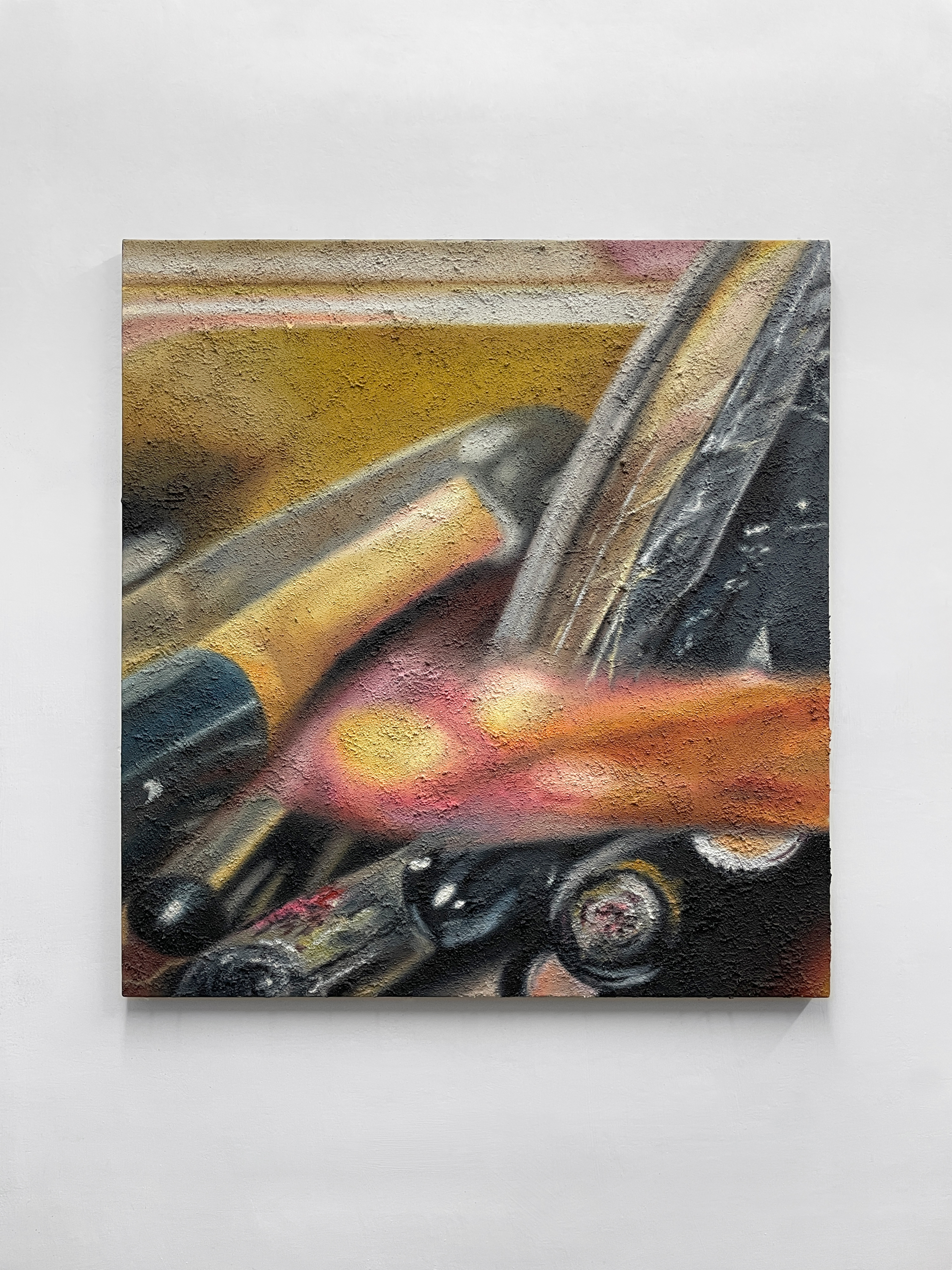 BrushesSoil, sand, dust, acrylic, oil on canvas, 75x70 cm, 2025