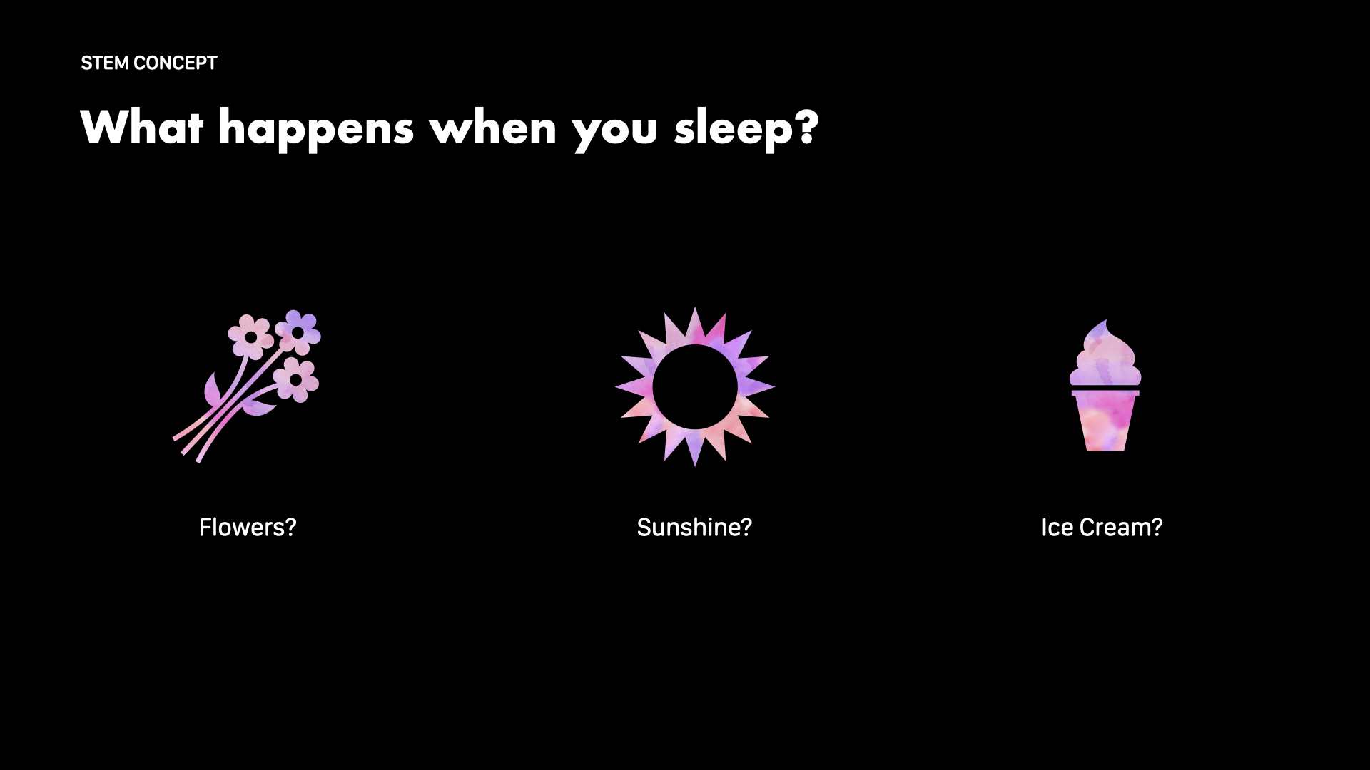 Slide: We made a case for educating students on the mechanics of sleep and its importance to brain function. Sleep isn’t all flowers and sunshine!