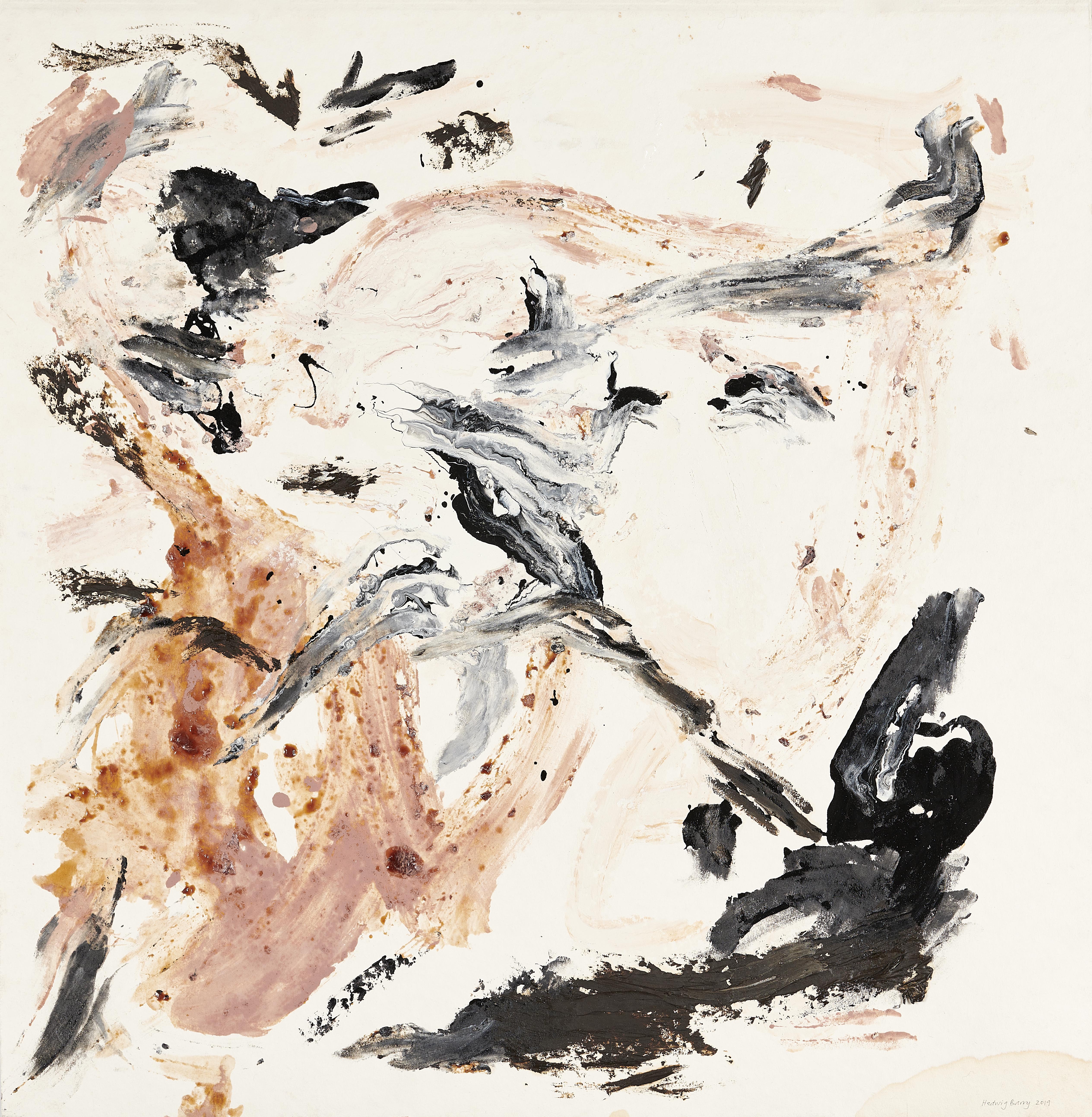 Hedwig Barry, "under skin", 2020, enamel on paper, 75.5 x 73.5 cm