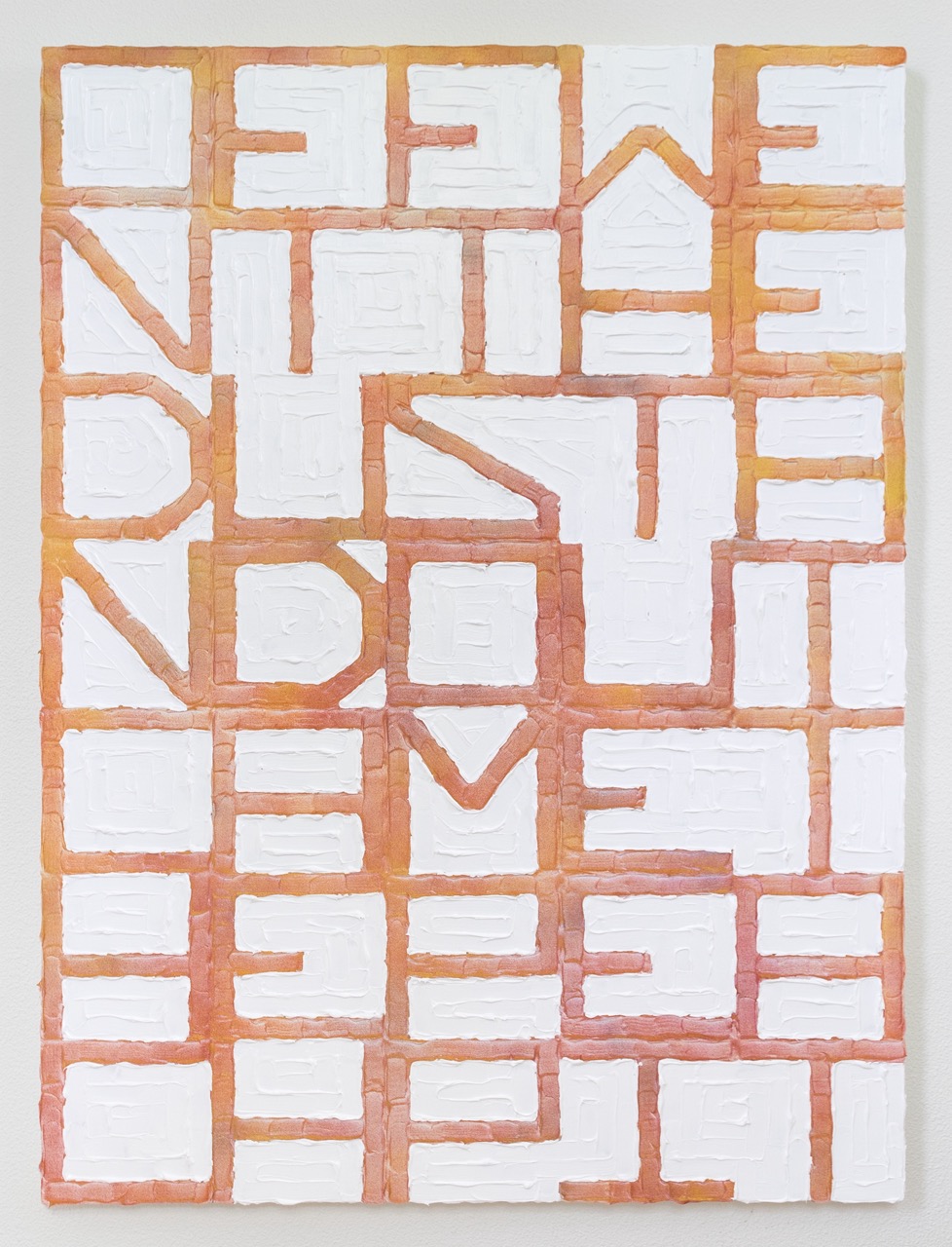 Off Went The Dust And Out Came The Peach Pit Acrylic, enamel, canvas 30 x 40 inches 2017