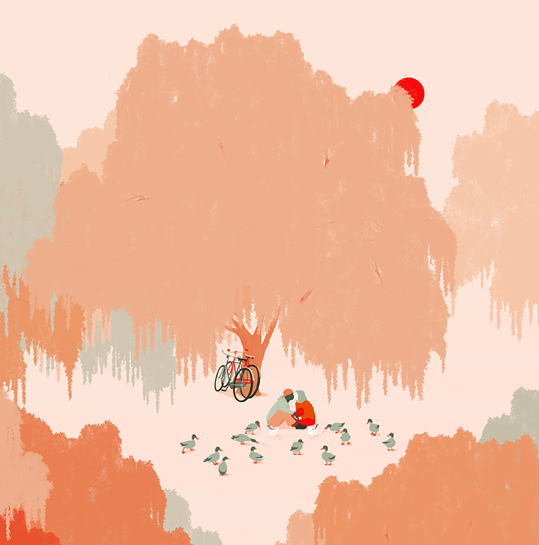 park couple love Illustration María Hergueta