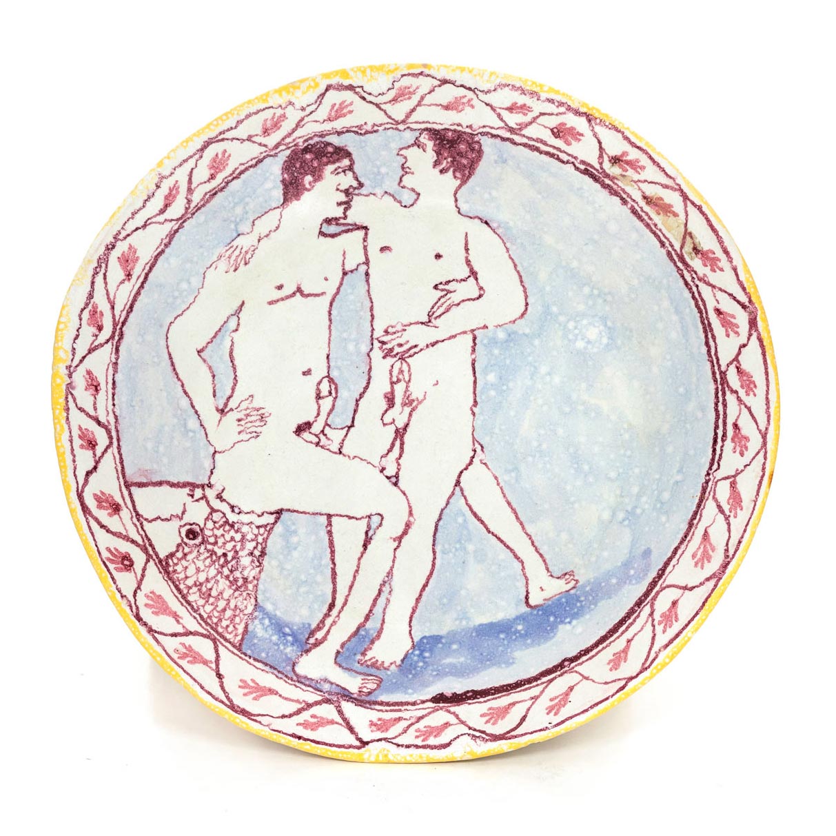 Erotic plate, c.1995Glazed ceramic stonewareDiameter 20cm