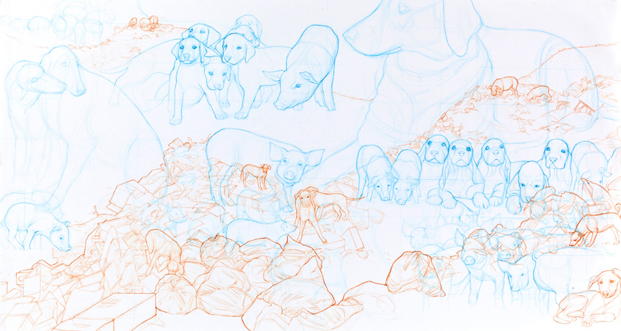 Border Species, Colored pencil on paper, 50 x 90, 2012