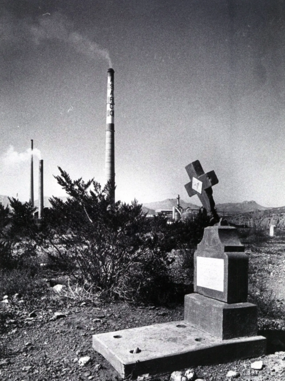 02 Archival image of the Smeltertown Cemetery and the ASARCO Towers, El Paso TX
