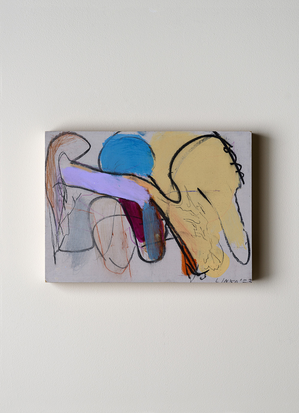'Soft Meets Soft' - Oil, acryl paint, charcoal and pencil on mdf board, birch frames, 33 x 24 x 4 cm