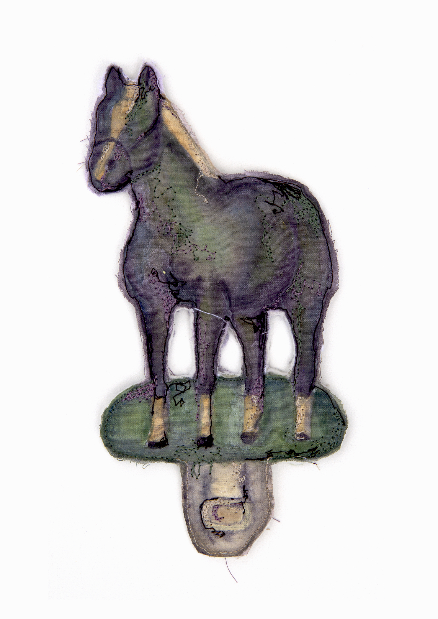 Nightlight #1, acrylic and thread on muslin, 5.5 x 2 in., 2022