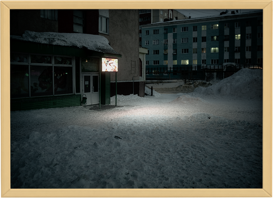 Luz en la noche de Dudinka, Ártico