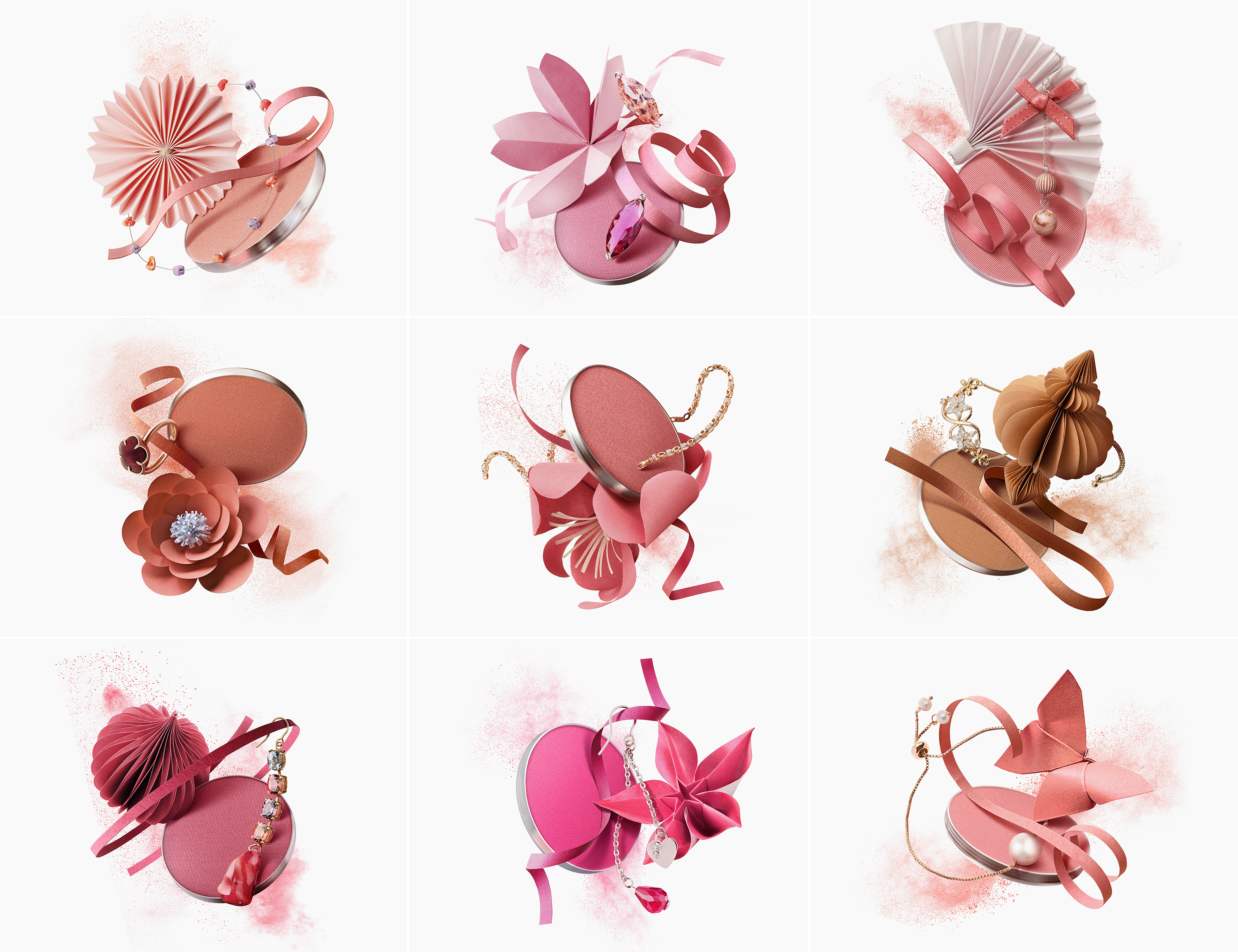 Social media campaign of the blush products line. Cosmetic product photography. Makeup styling. Eclectic M Studio.