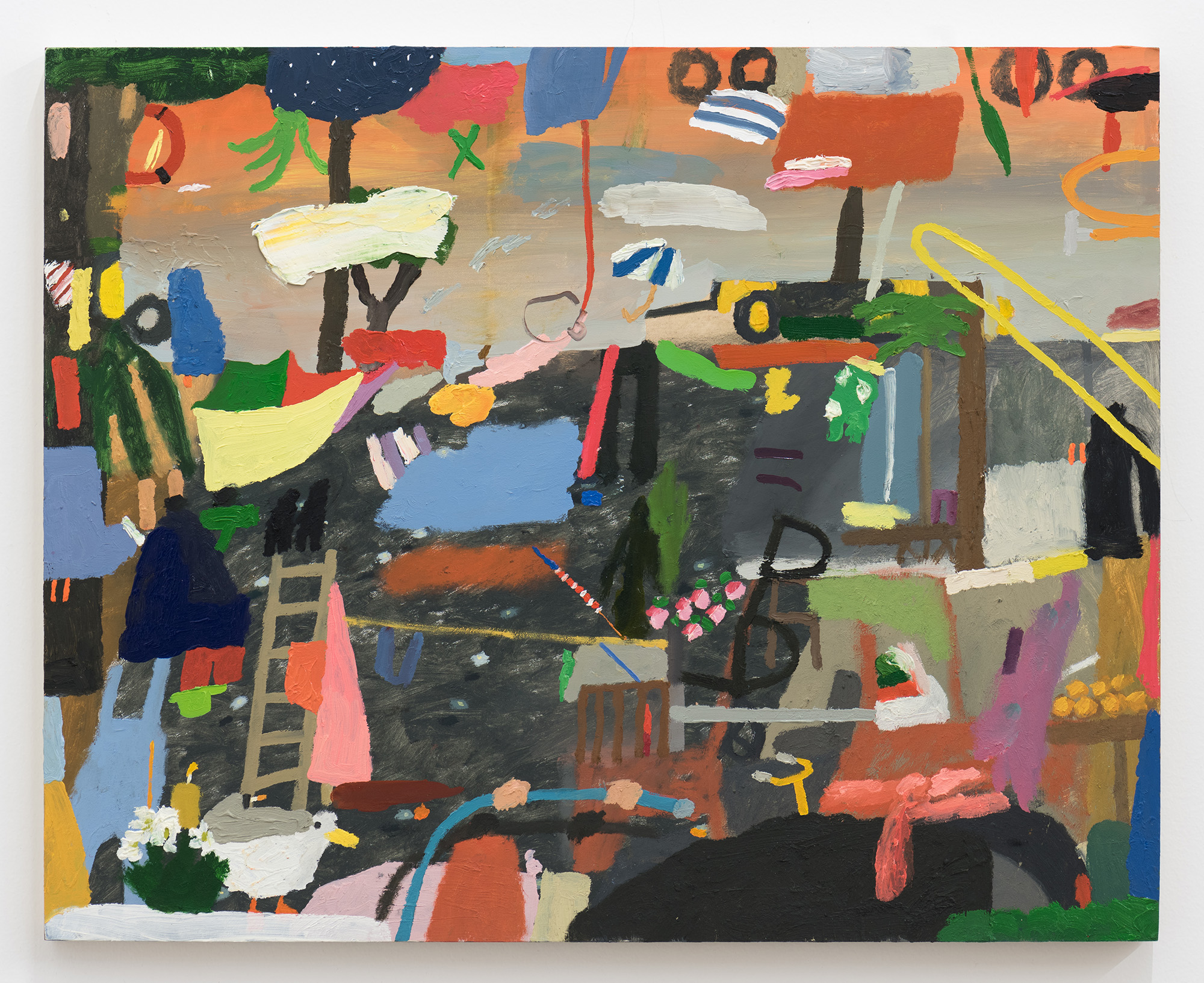 Hose, Bow, Flowers, Trumpet, Duck, 16 x 20”, 2020