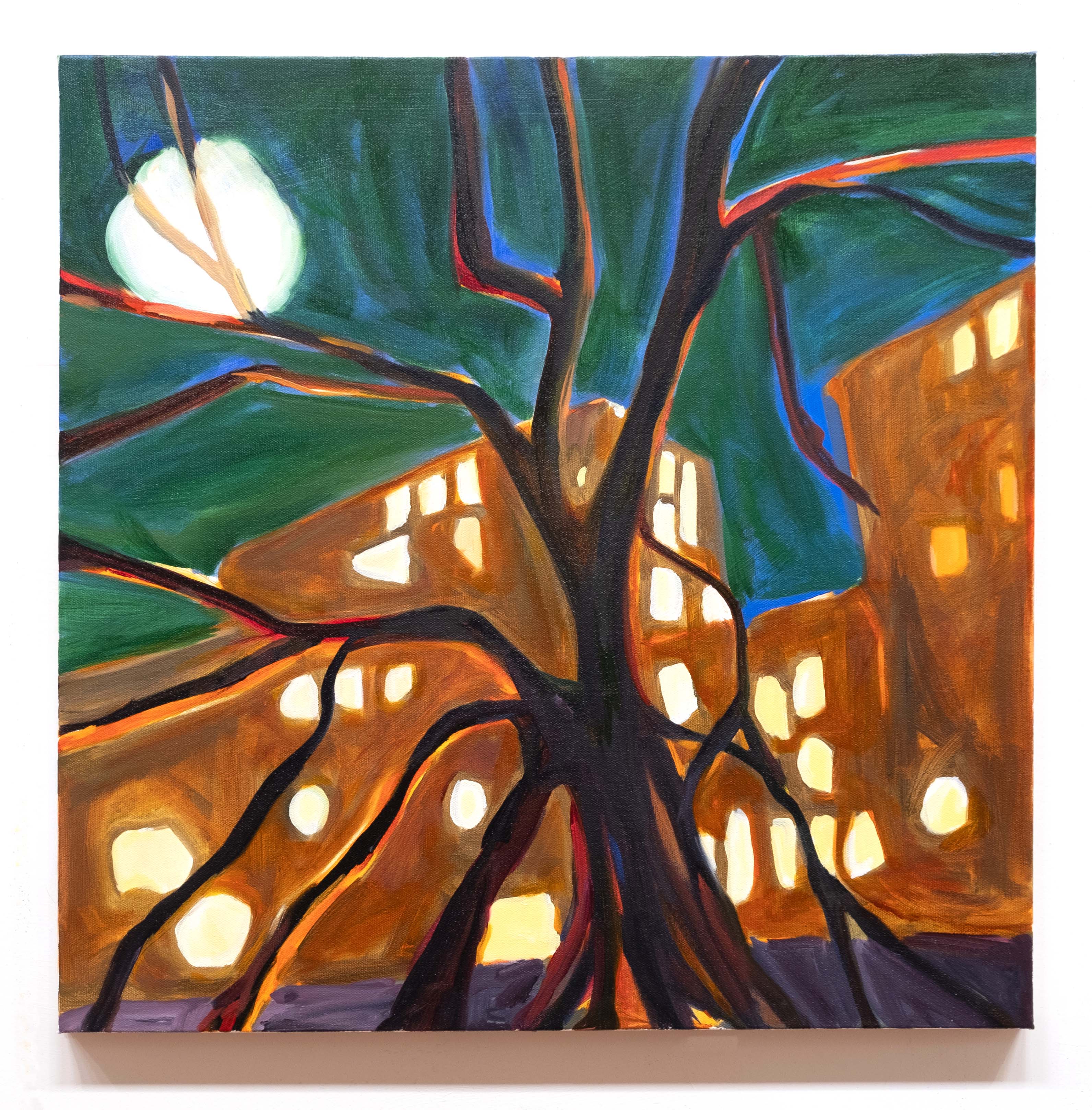 Tree branches on the ground, oil on canvas, 24 x 24 inches, 2022