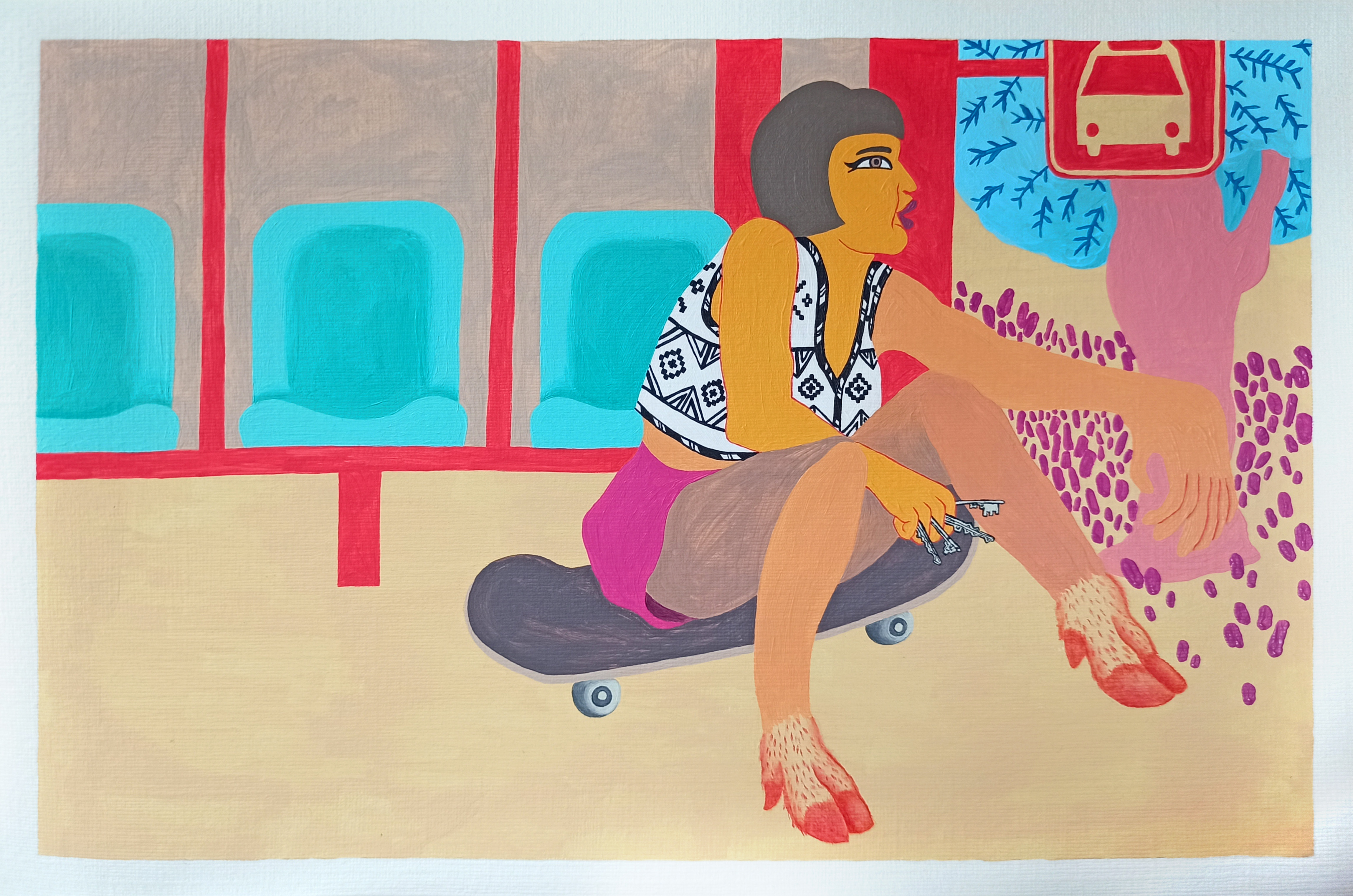 from mother i inherited reasonable rage, 2024, acrylic paint, watercolor pencils on paper, 20 x 30 cm