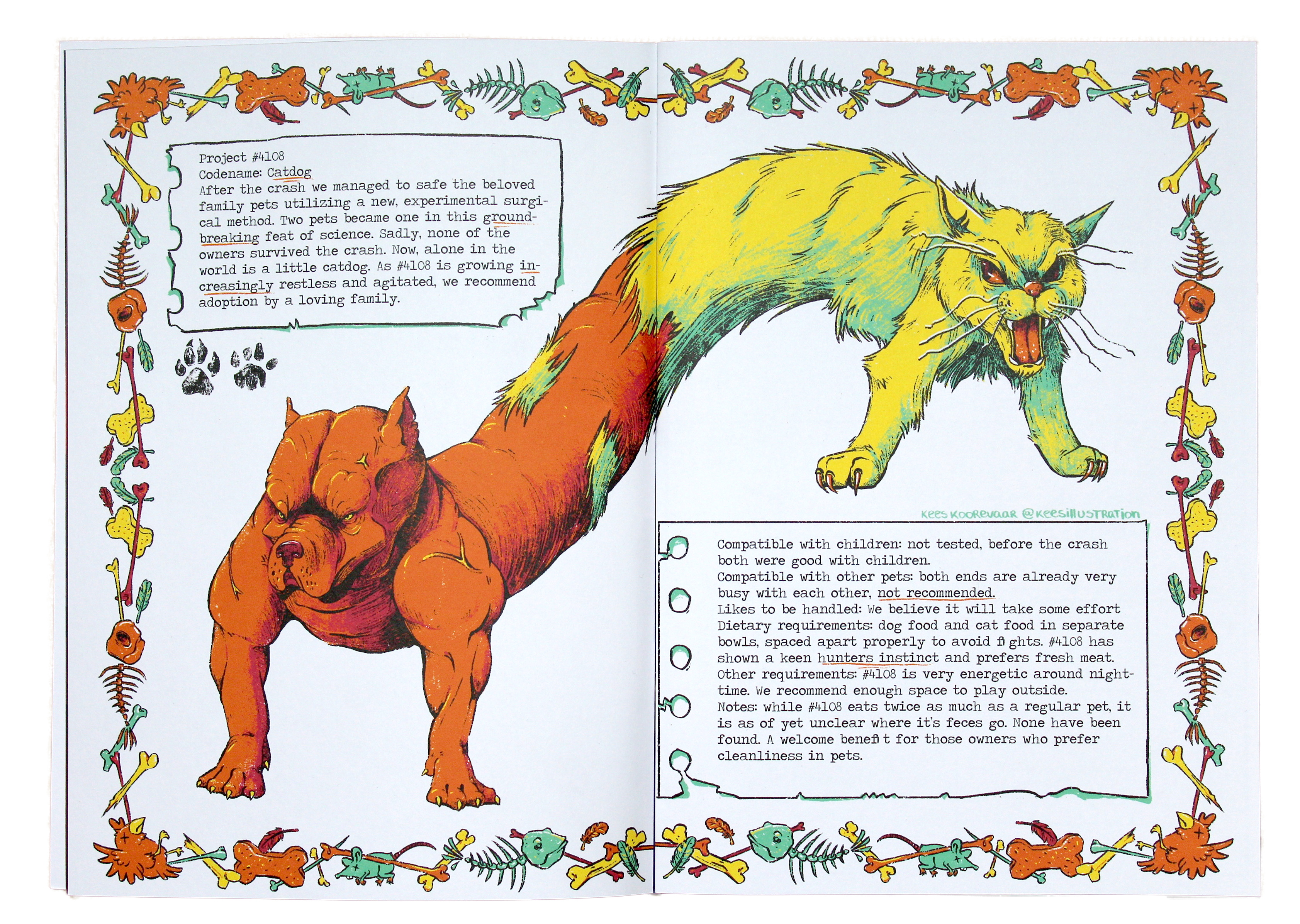 Comic spread and narrative illustration / stripverhaal layout voor Ghostly Gossip zine.