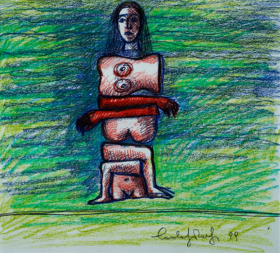  ESERCIZI DI EQUILIBRIO    1999 biro e pastello su carta cm18x20 