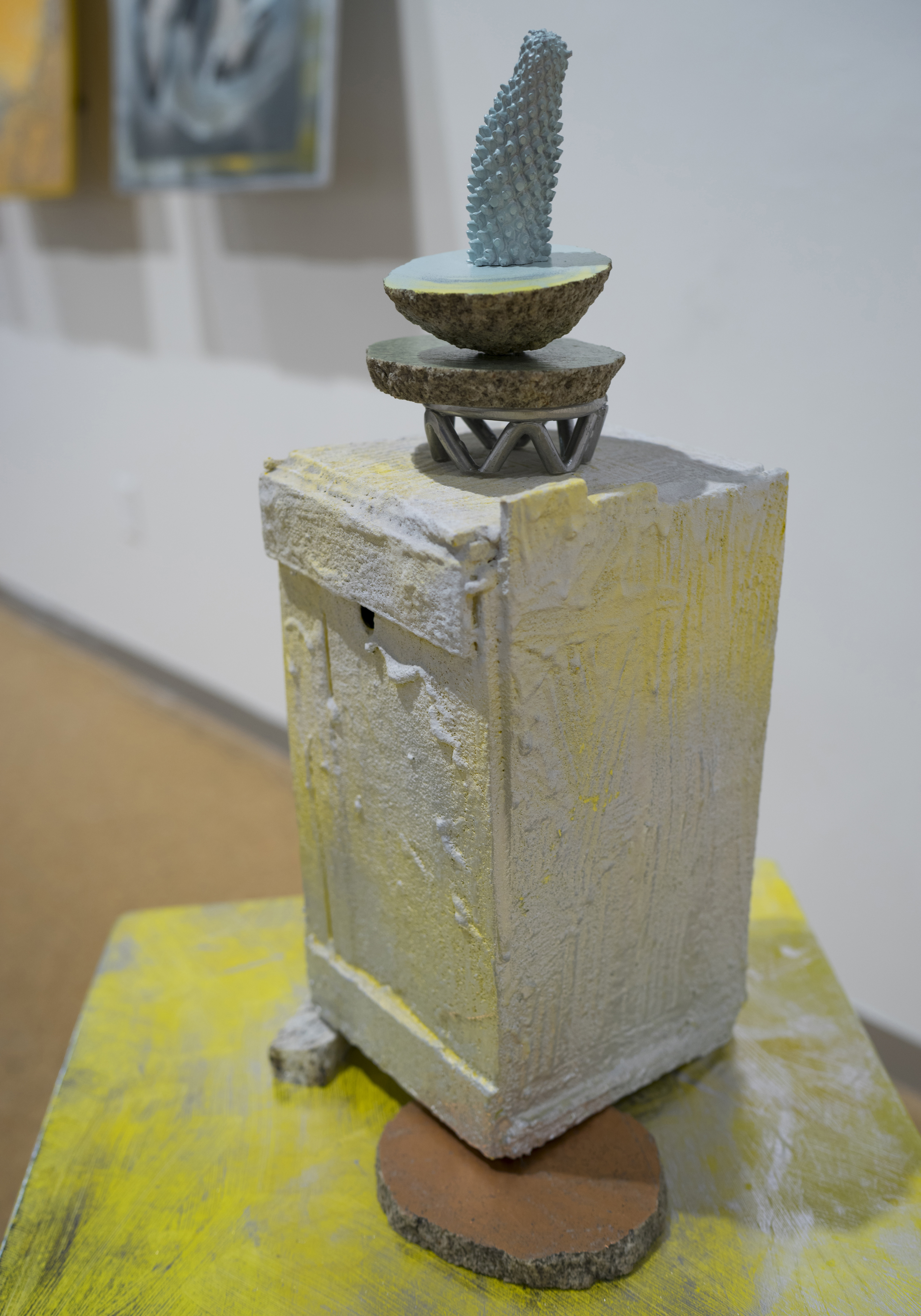 Lost Tip, aluminum, granite, rock and wood, 10 x 20 x 10 inches