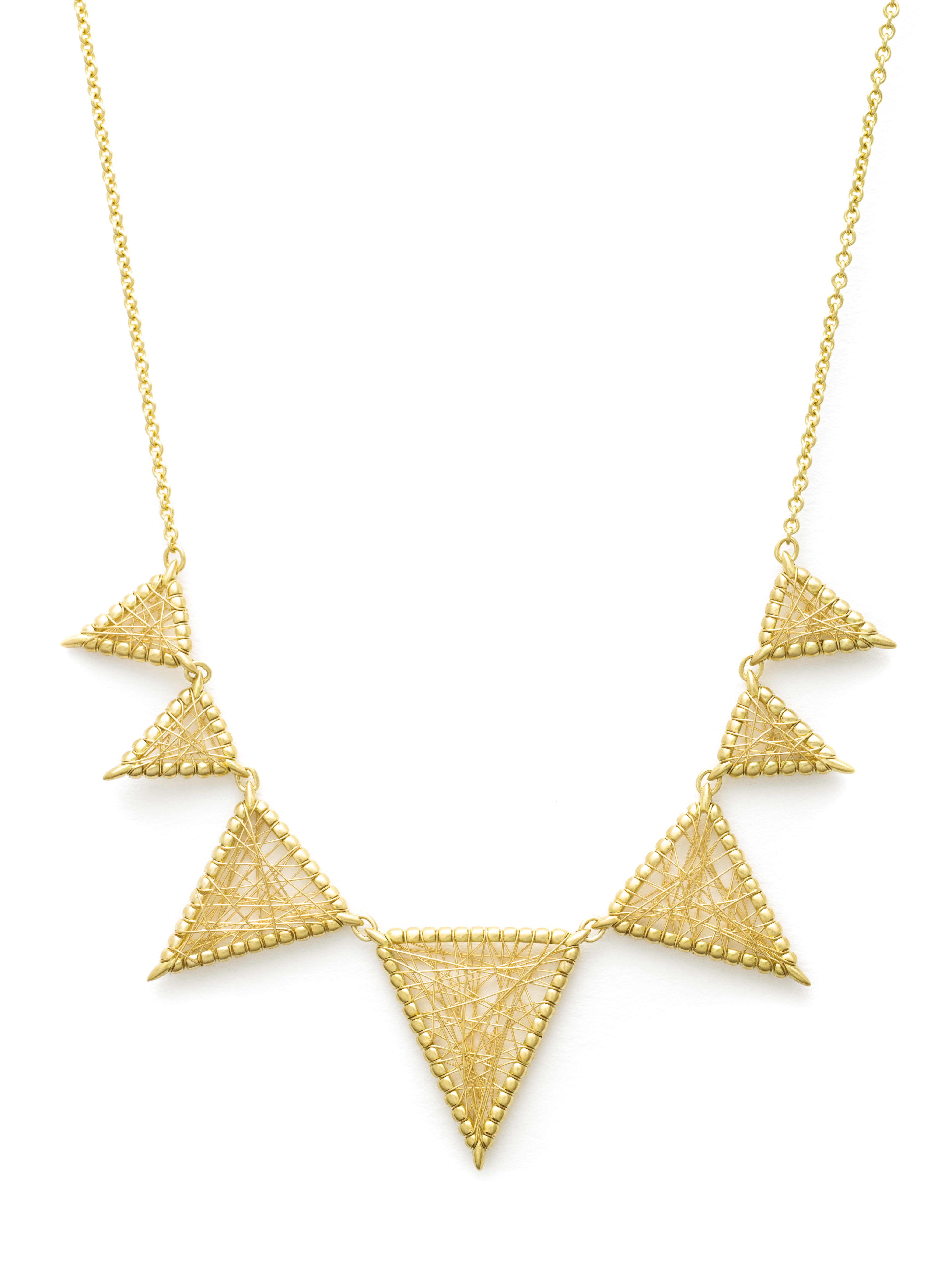 SYBIL 7-POINT NECKLACESybil Necklace with graduating filament-wrapped triangles in 18 kt yellow gold€9,200