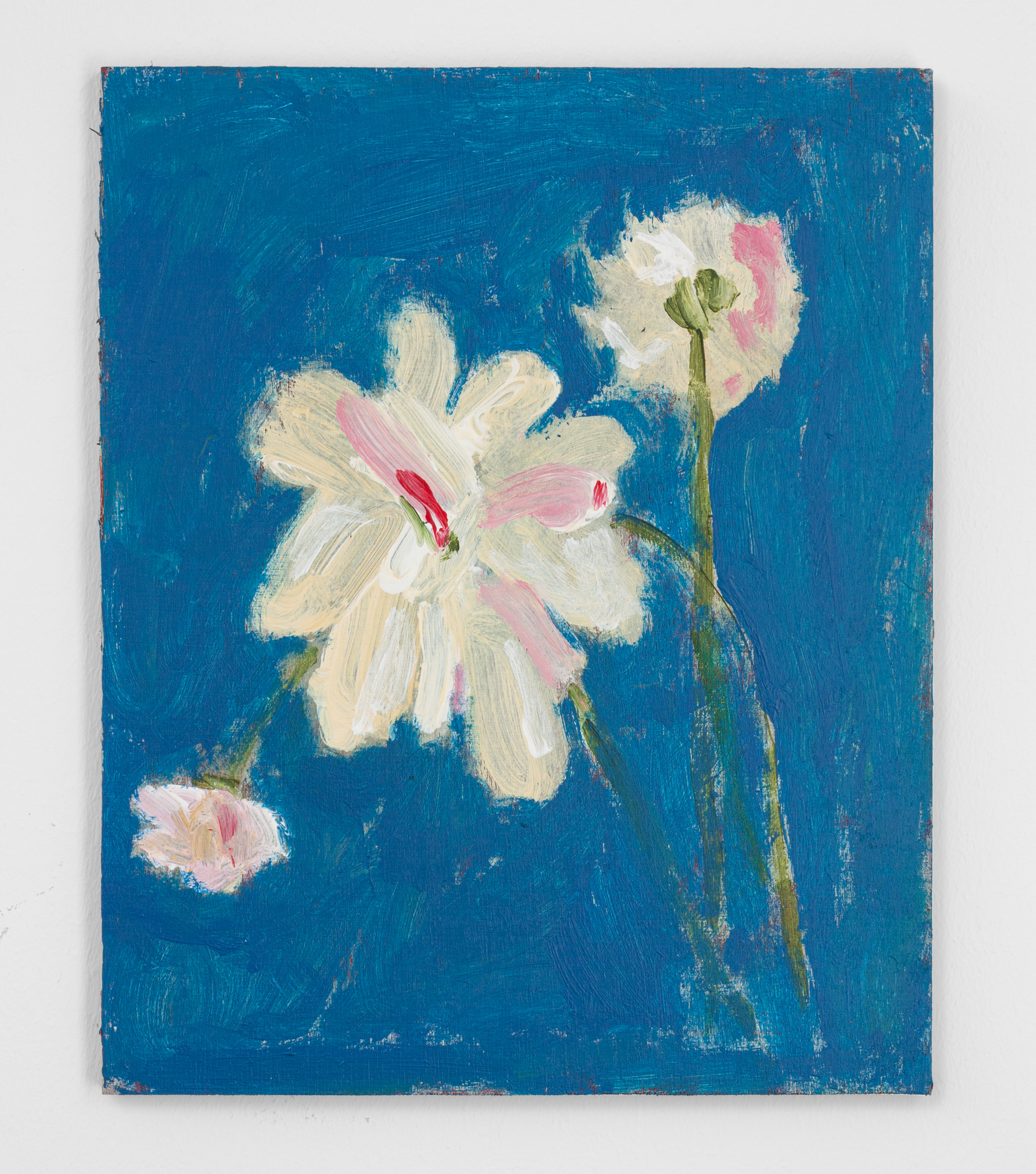 Wilting peonies, 2024  Acrylic on wood  27 x 22 cm