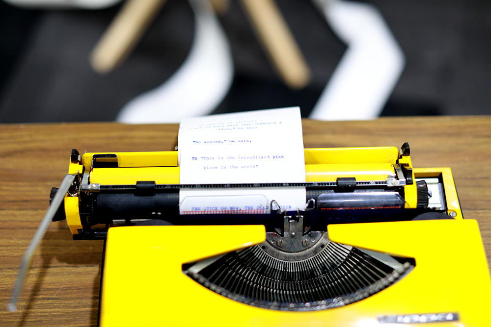 Yellow Adler typewriter