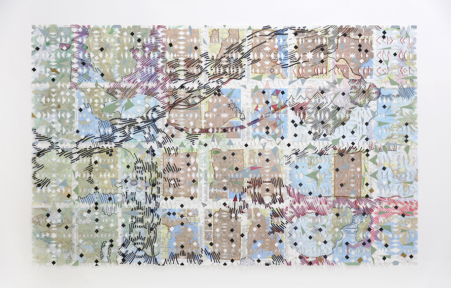 Mapa Boom 06 (2004-18) Drawingon a collage made of anantique atlas booksheets.