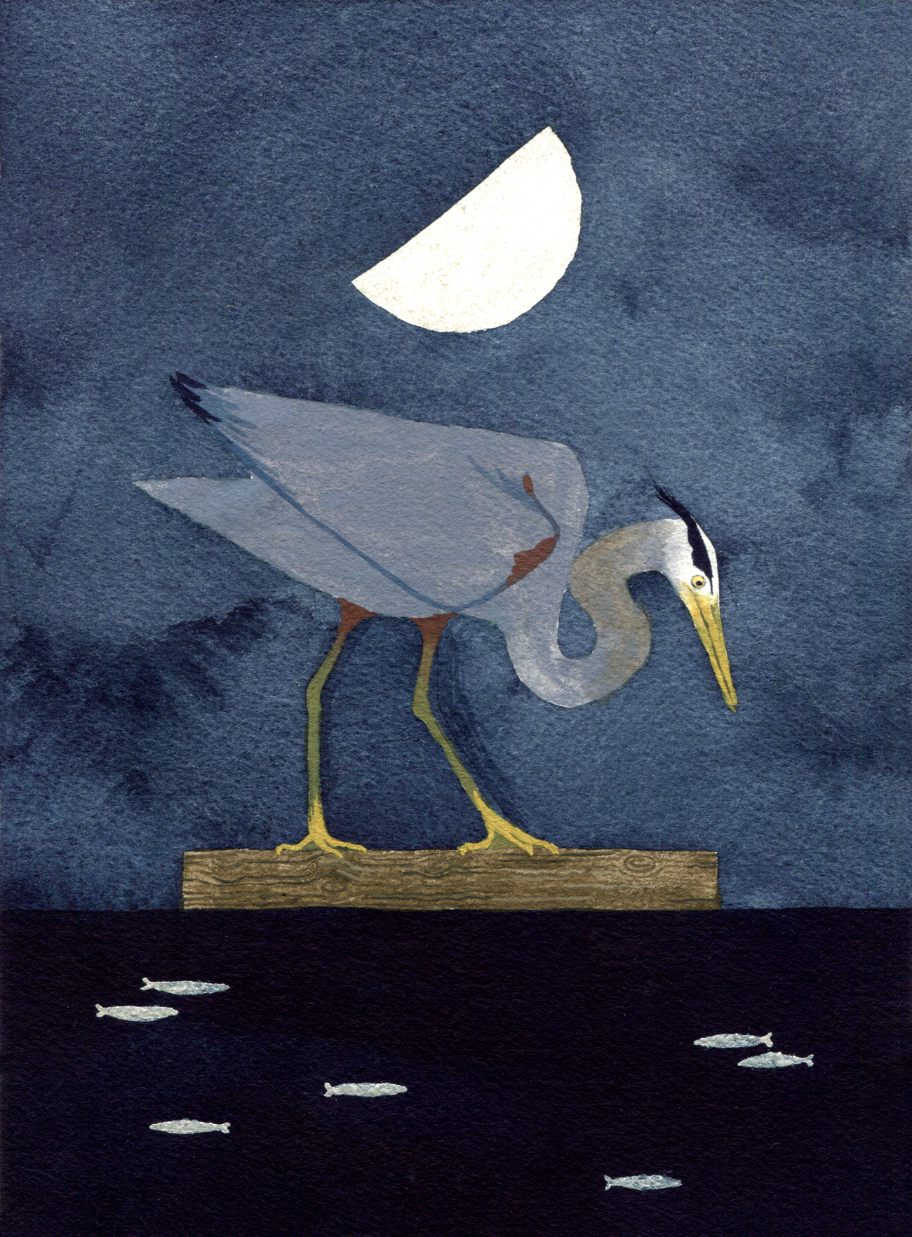 Night, 2023, 8x10", gouache