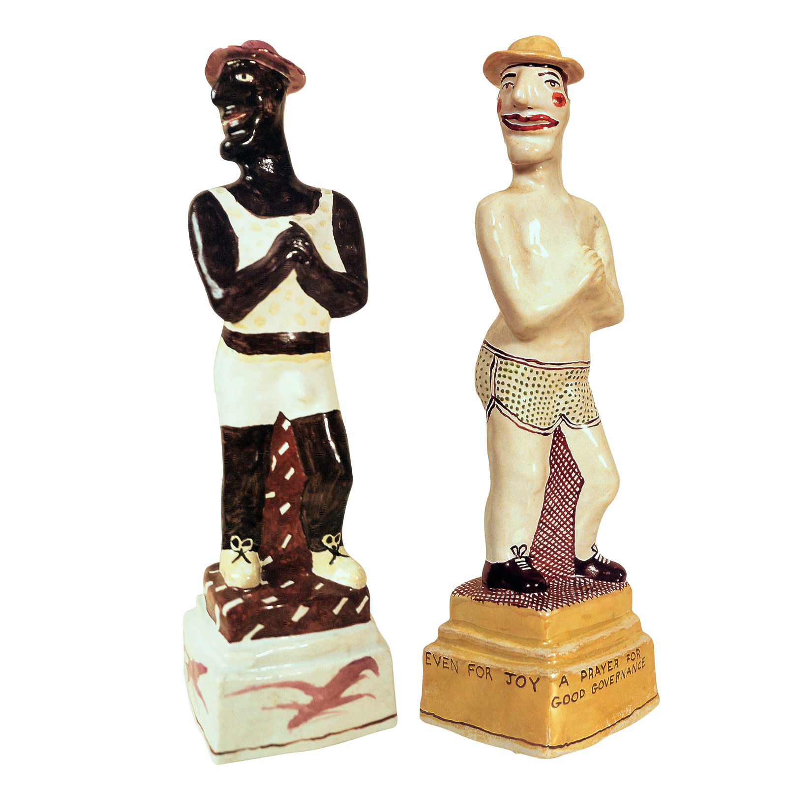 A prayer for good governance, 1996Tin-glazed earthenwareHeight 33cm each