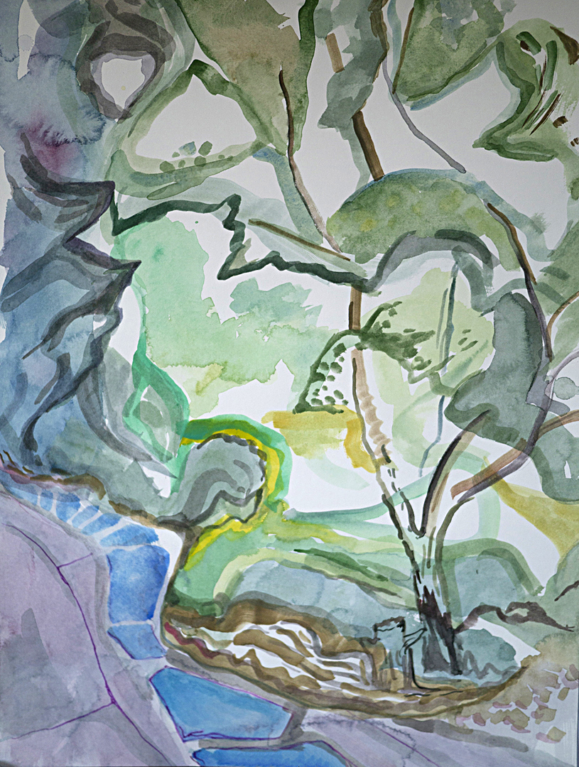 Boxwood Ave GardenAugust 19, 202112 x 16" watercolor, gouache, pencil