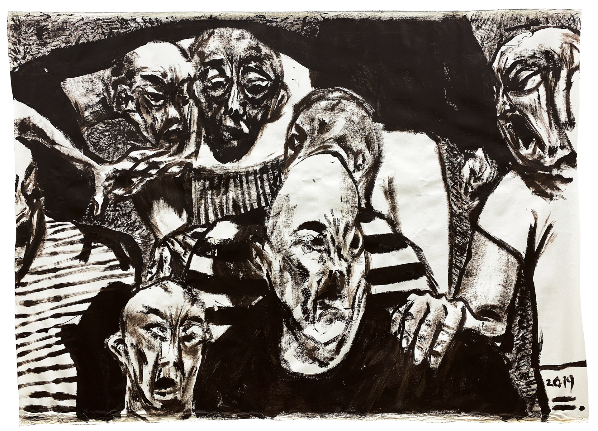 정적과 혼란 2019, industrial paint on cotton, 164*225(cm)