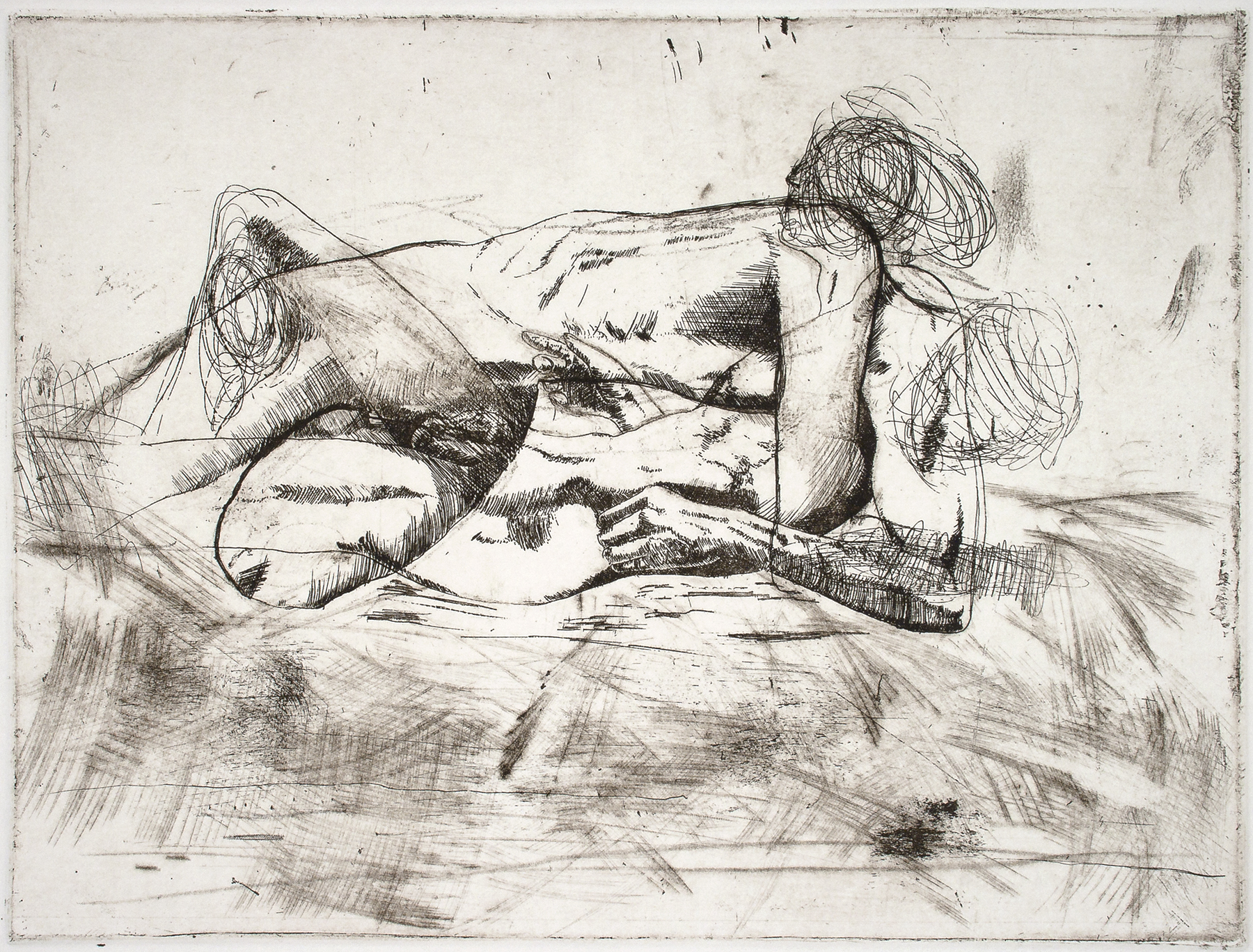 Untitled Relationship, 2011, etching with drypoint on paper, 9" x 12"