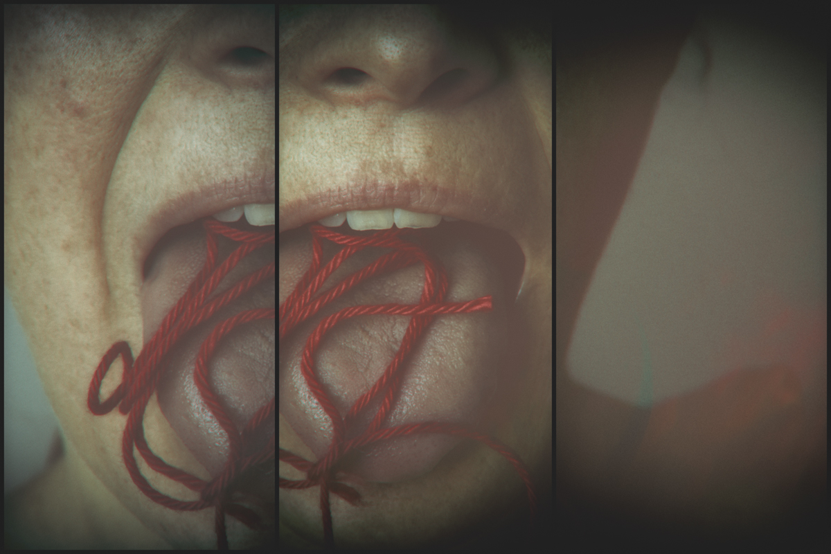 From the tongue to April #2. 2019. Digital photographic stills image montage on lightbox. 456 x 352 cm.