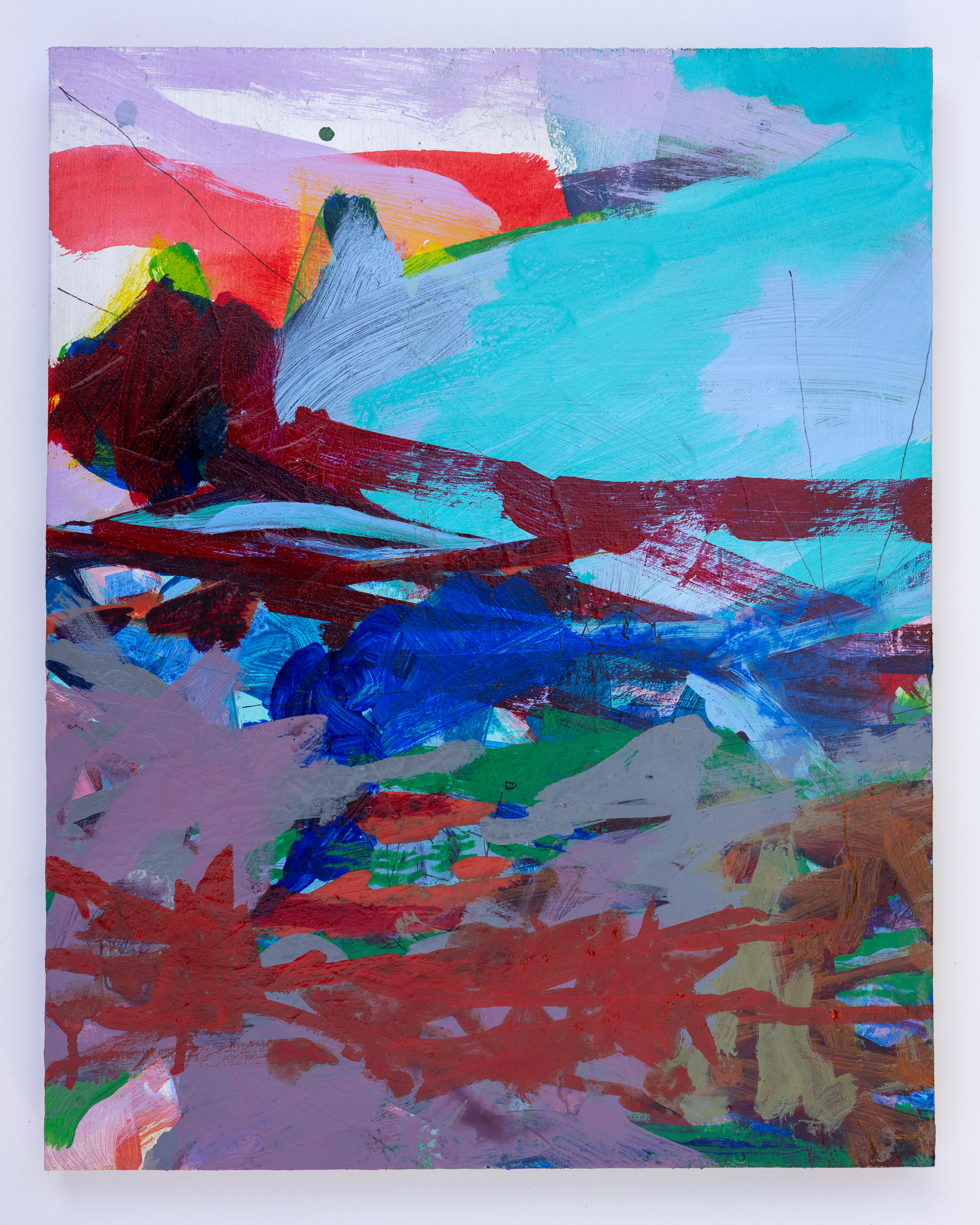 2025, acrylic and ink on panel, 15 x 12 inches