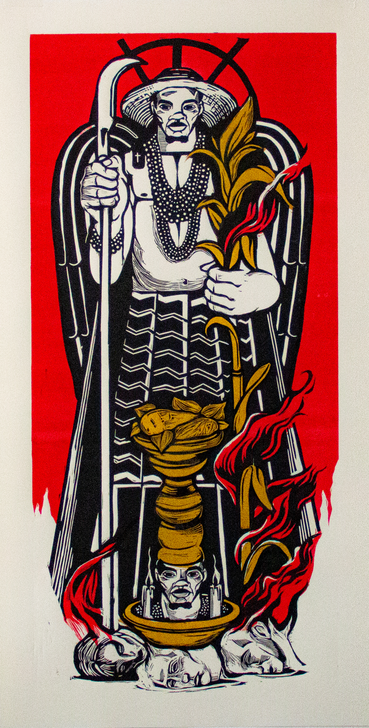 Figura Sincrética II | 47x93cm | 2022 | Xilogravura