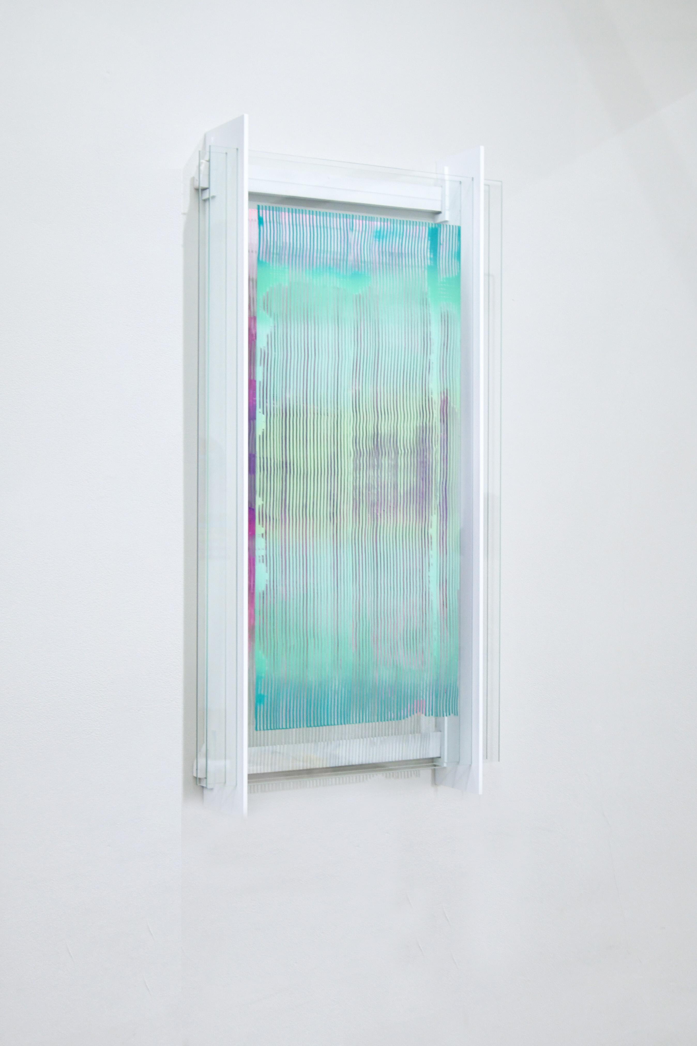 Screenplay 3 | 2023 | Spraypaint pulled on Glass with MDF Frame | 110 x 56 x 14 cm