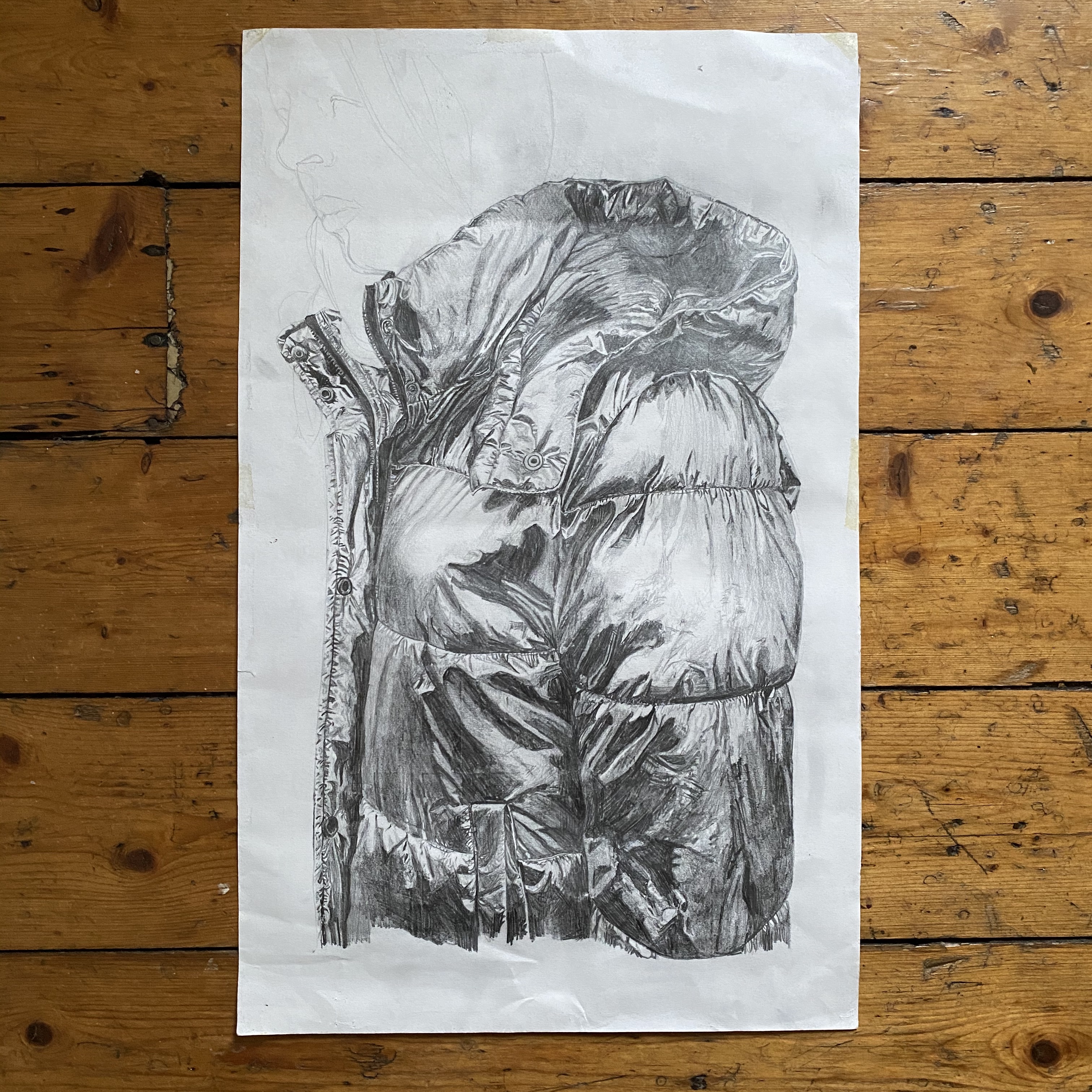 'Isobel's jacket' pencil on paper, 2017, (30x65cm)