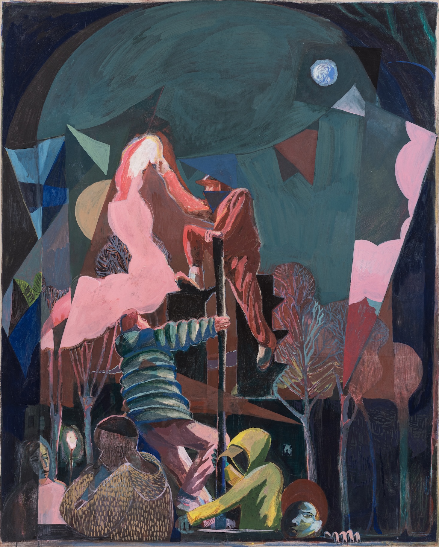 The Descent from the Traffic Light, Distemper on canvas, 150x190cm