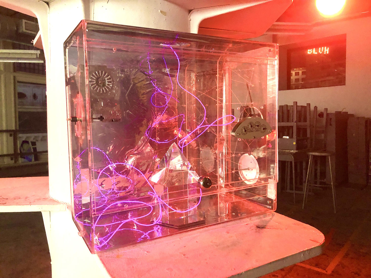 Artificial FluxFound Object, Electricity, Glass, 2&rsquo; x 2.5&rsquo; x 8&rdquo;, 2021