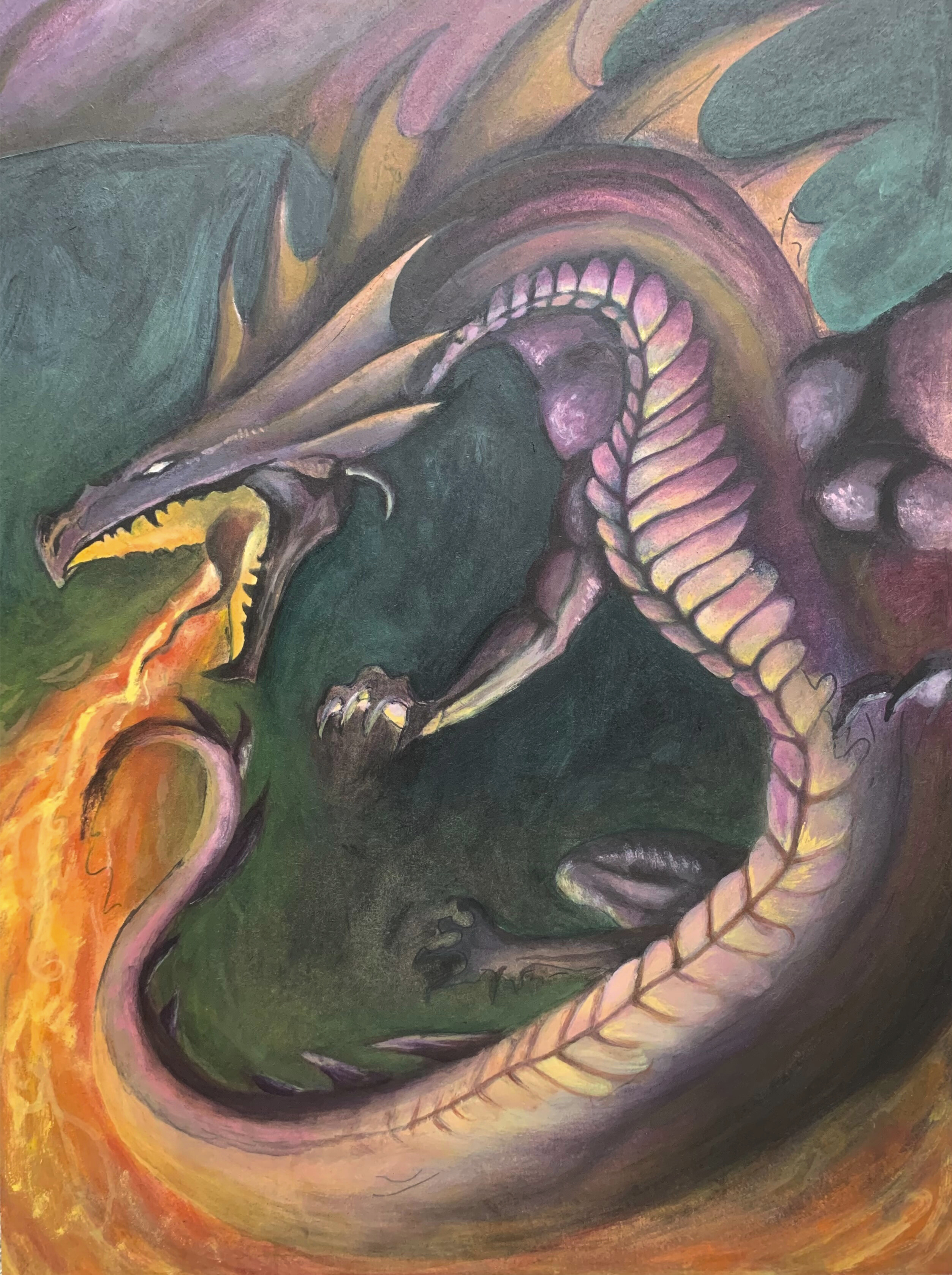 dragon 01 | 2022 | acrylic on wood panel, 18" x 24"