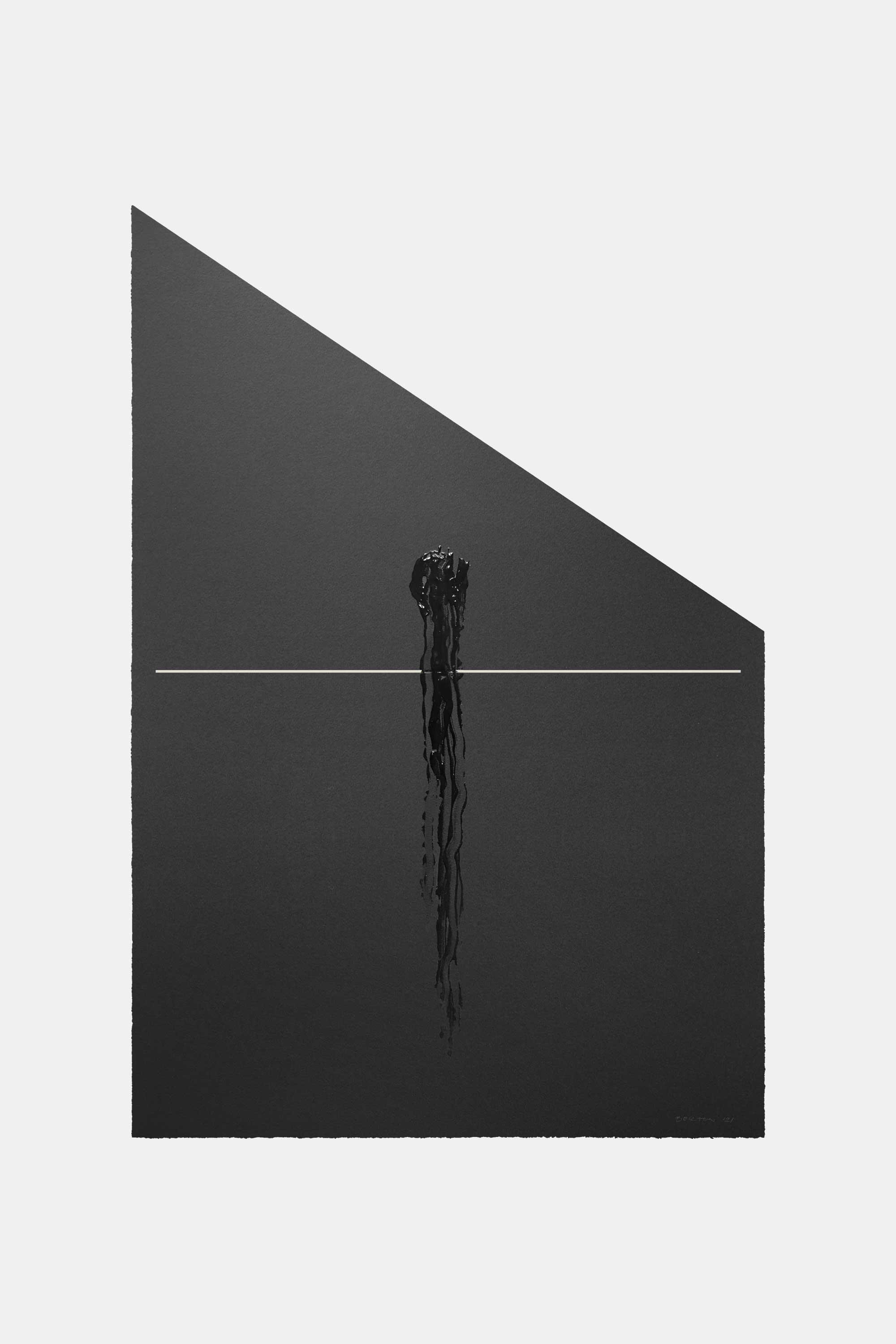 Composition of three lines, 2021. Acrylic paint and collage on paper. 76&#160;×&#160;112&#160;cm.