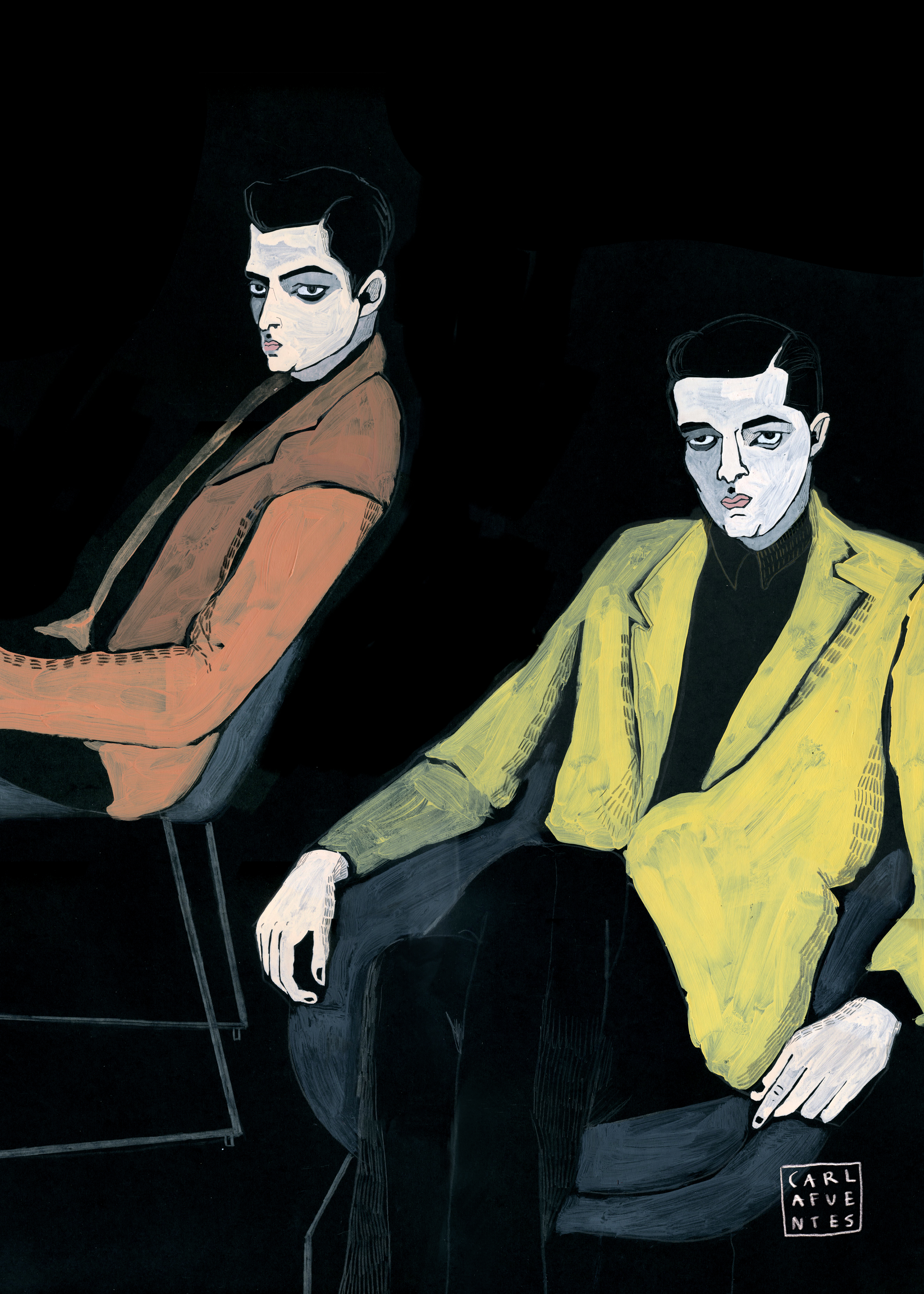 Los Sentados.Gouache on paper. 2015