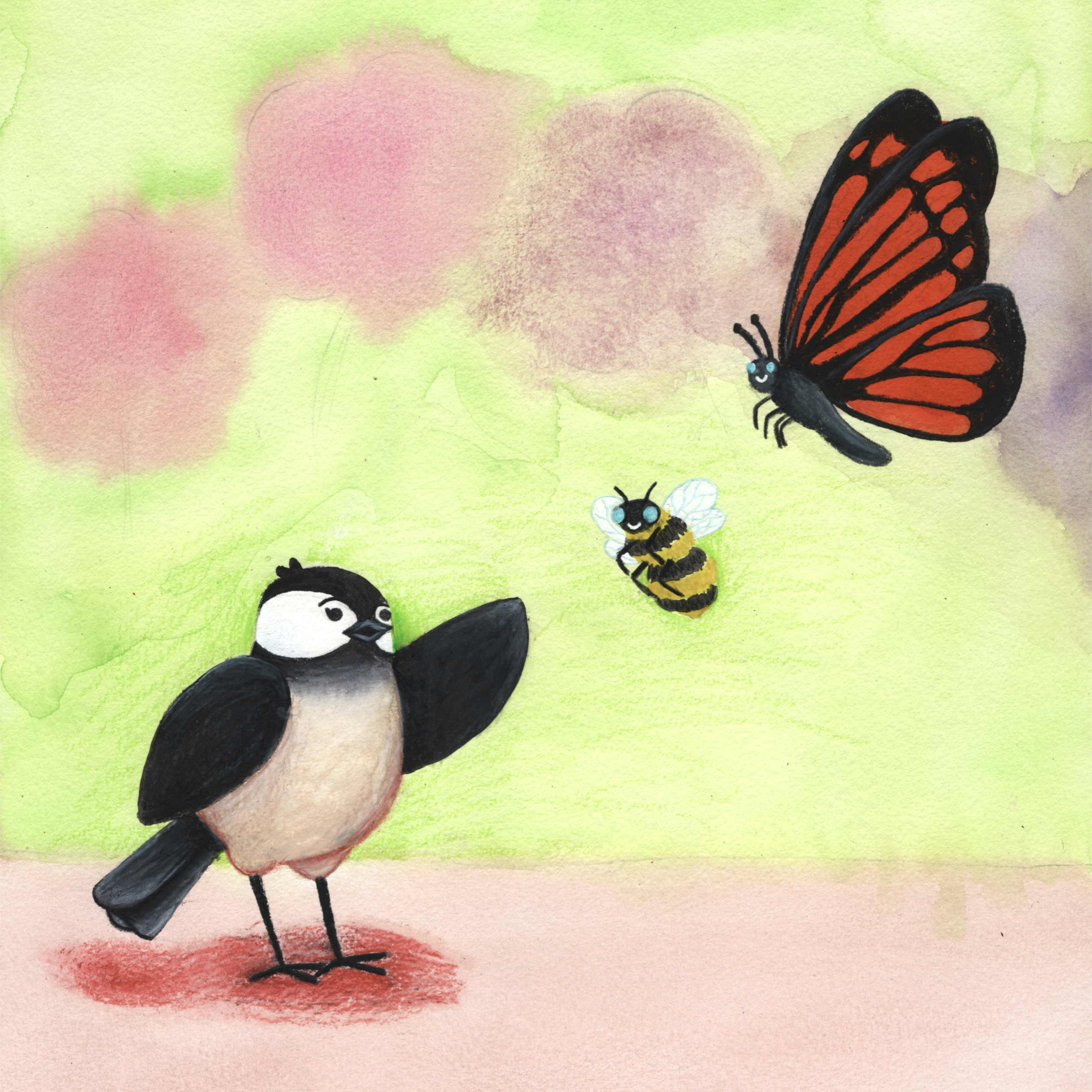 Telling Friends Part IIWatercolor and colored pencil, Dimensions vary, 2023