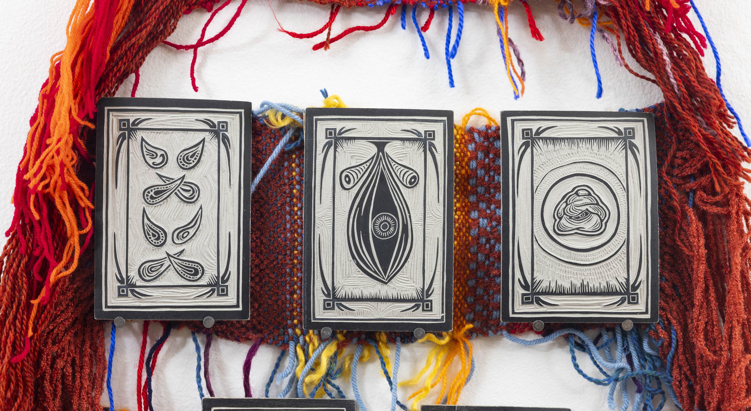Devotion | Linocuts, weavings, yarn | Installation, dimensions variable | 2021