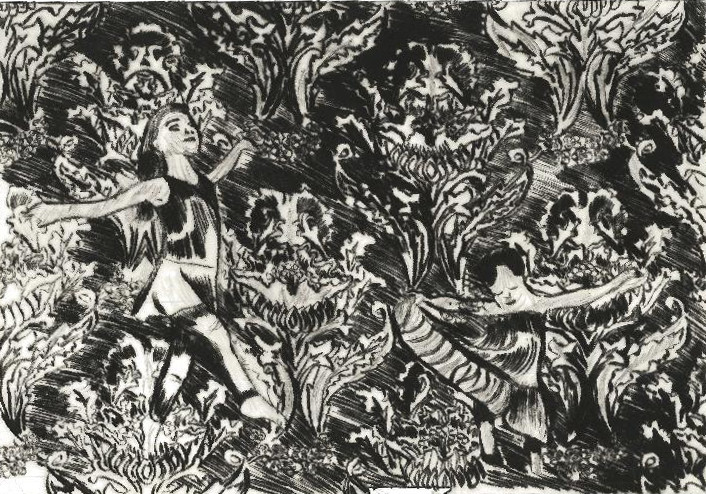 La danse,2016,gravure pointe sèche,21x30cm