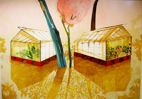 Aquatic Hothouses, Acrylic and Oil on canvas, 67"x96" 2006