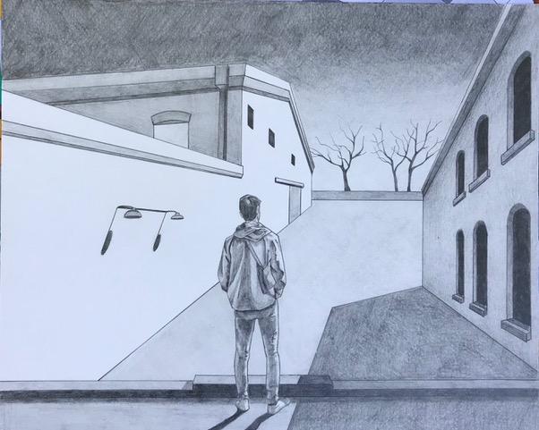 Kristana Quinna, De Chirico, 14x17 inches, ART-202: Intermediate Drawing