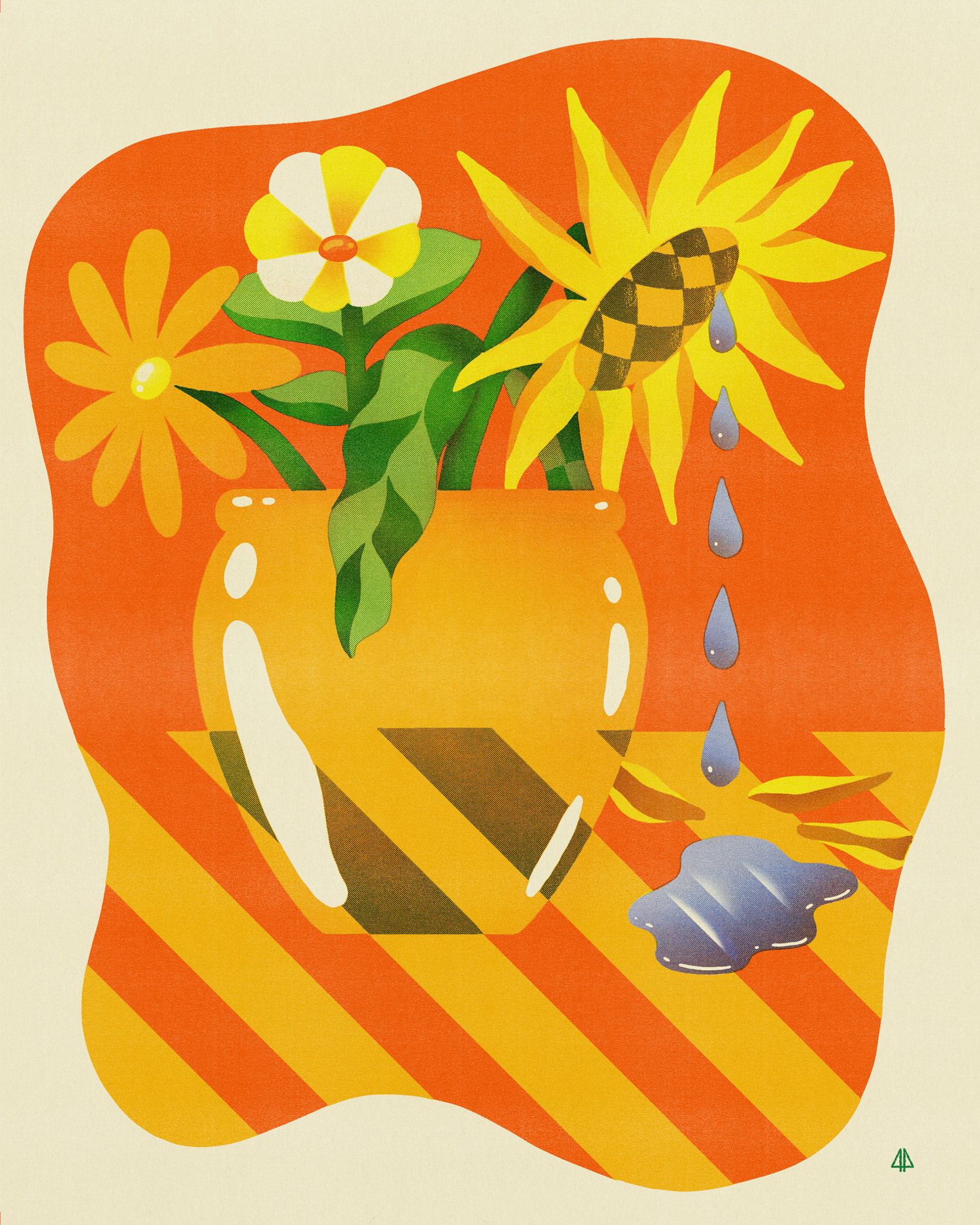 Wilting - 8"x 10" Riso Print