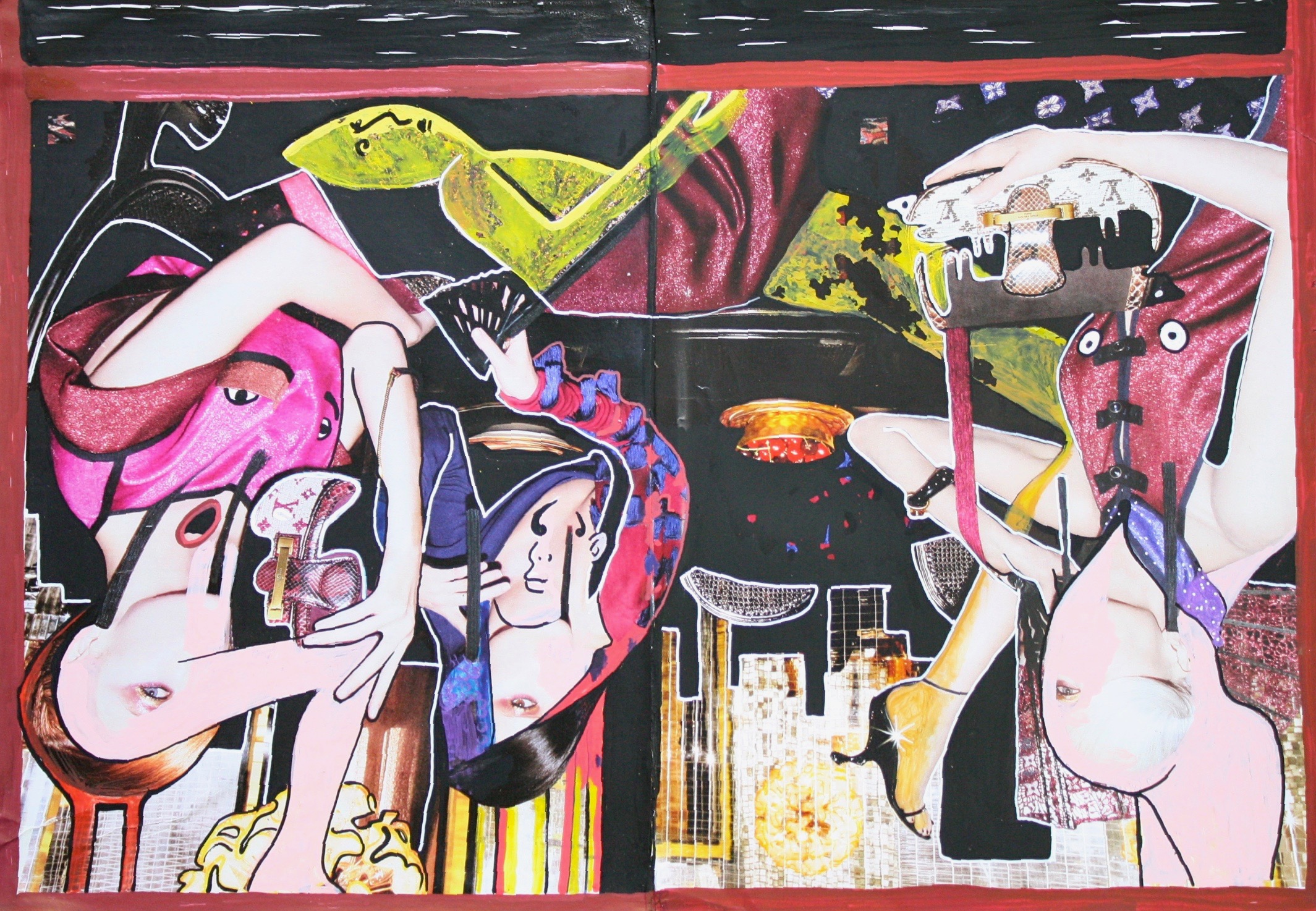 Quantifiedself Party, acrylic on magazine paper, A3