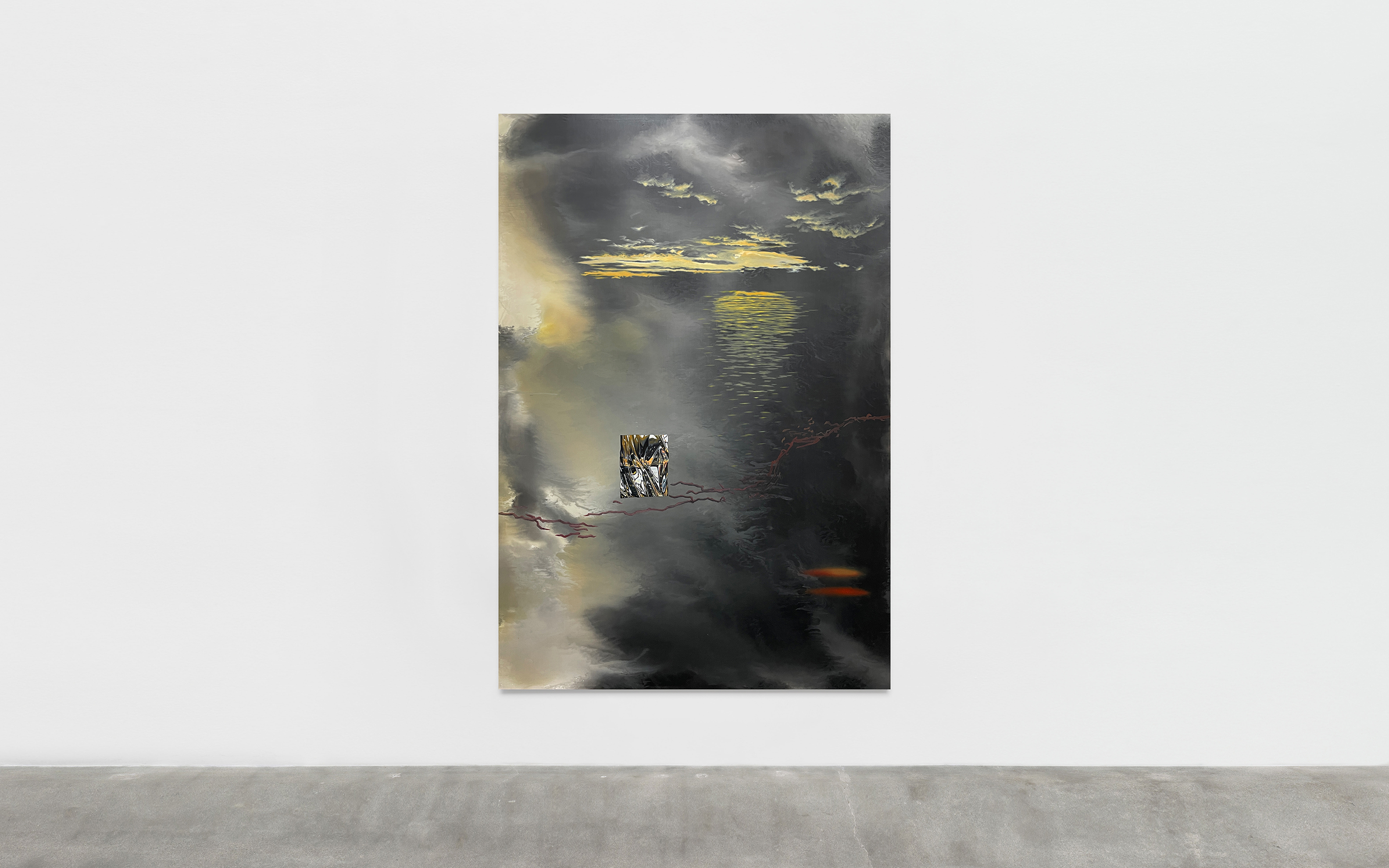 UNTITLED (BEFORE THE NEW)Oil and acrylic on nylon, 190x130 cm, 2024