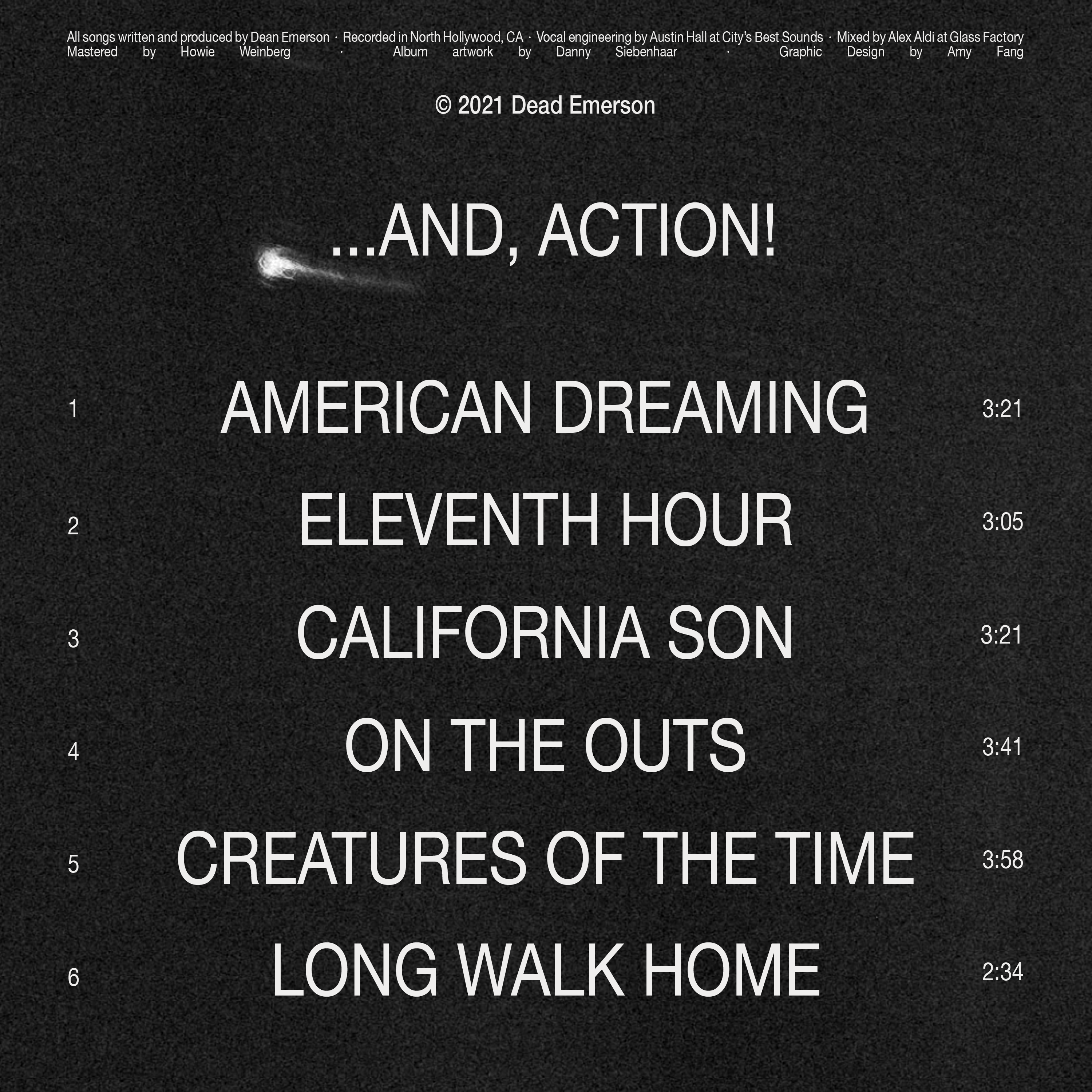 Album art (back cover) for Dean Emerson / 2021