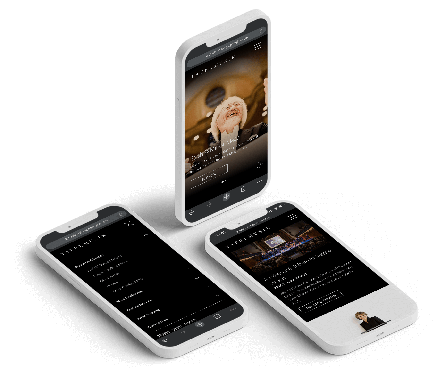 Three examples of mobile page designs.