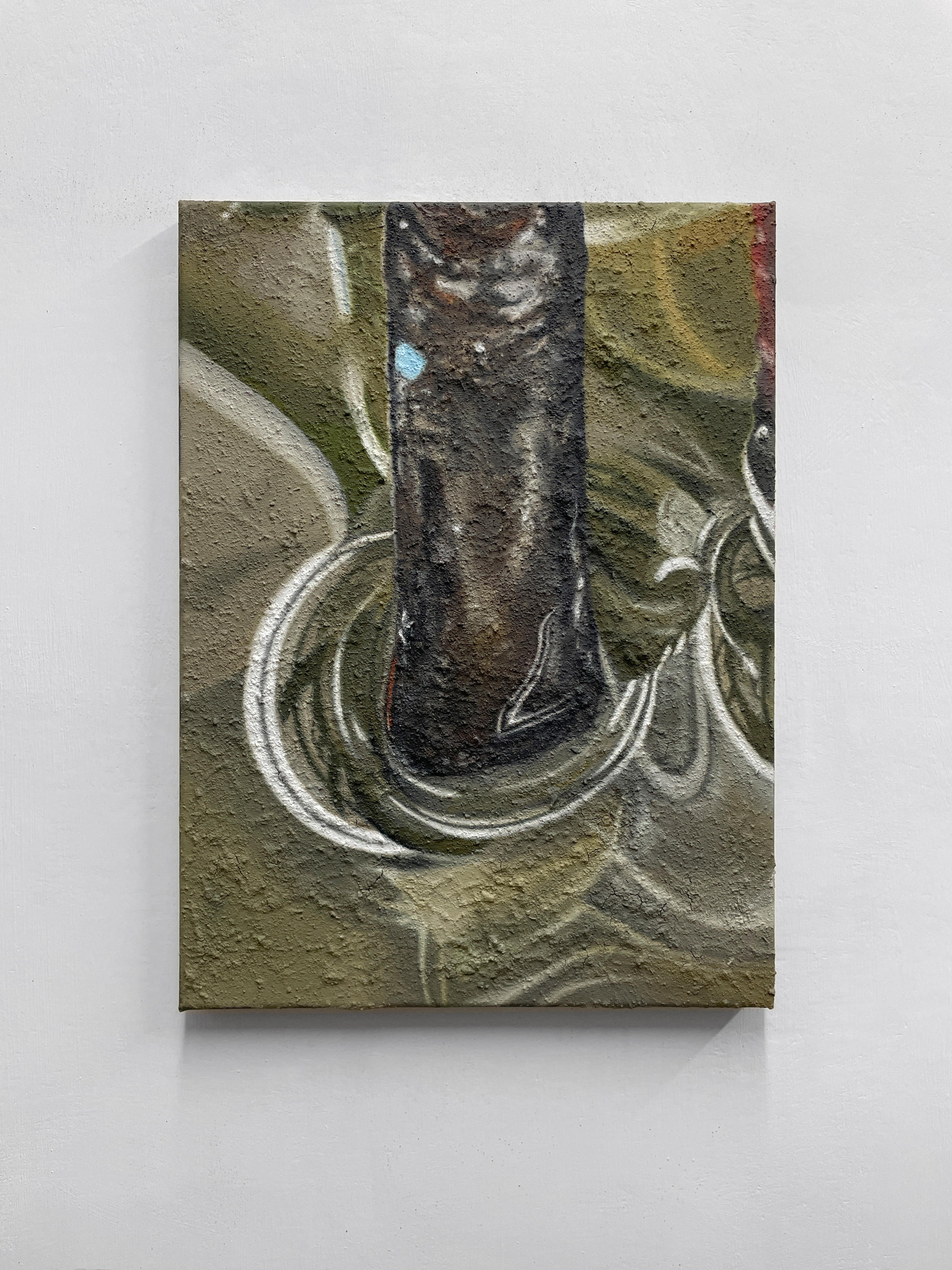 Brush in Solvent (2)Soil, sand, dust, acrylic, oil on canvas, 40x30 cm, 2025
