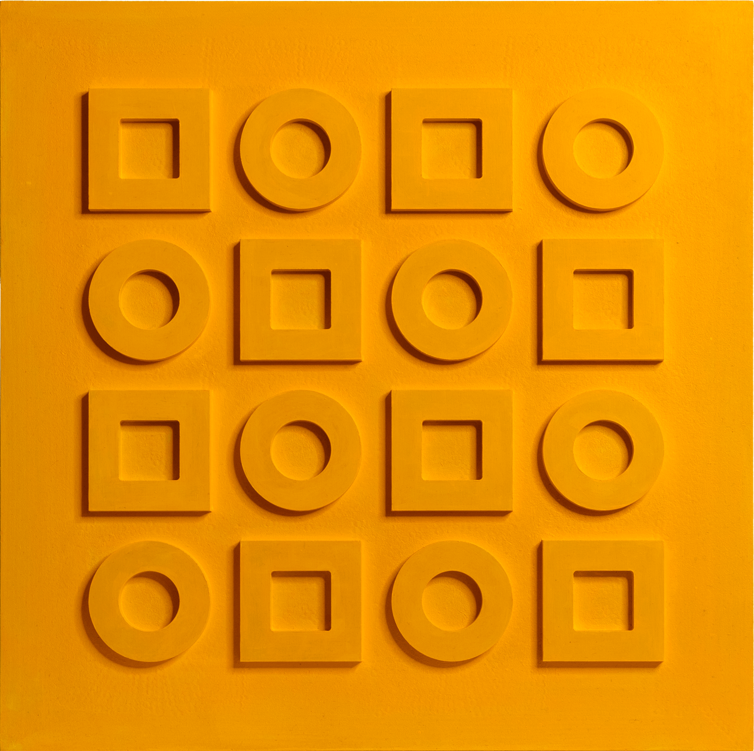 Monochrome Landscapes II. Cadmium Yellow Deep Hue 7 / Series of acrylic paintings on fibreboard 2021–2022 / 50x50 cm